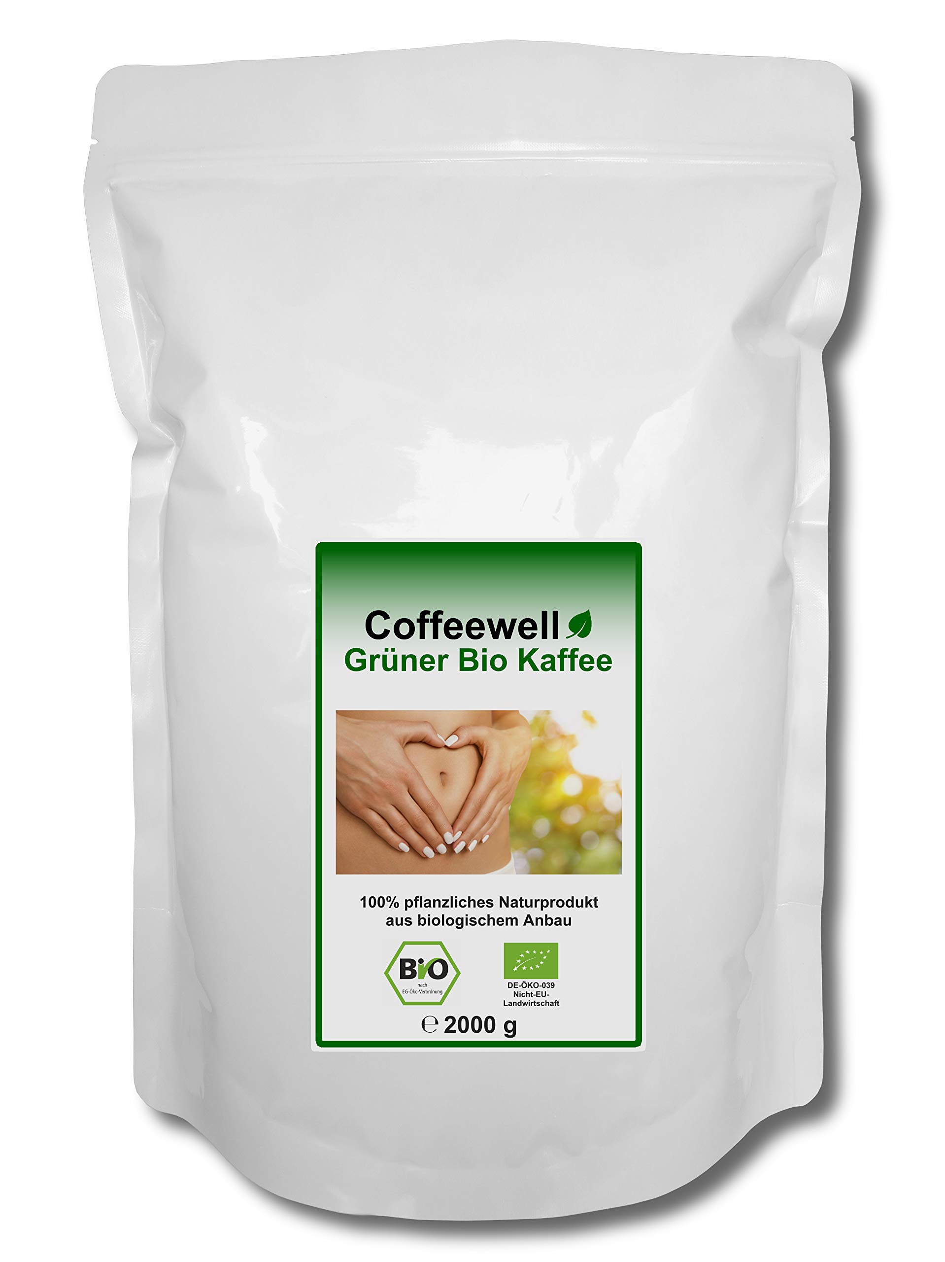 Organic Green Coffee Beans 2000g (4.4 lbs) - GMP Certified, Unroasted, Pure & Natural - Perfect for Home Brewing, Weight Loss & Detox