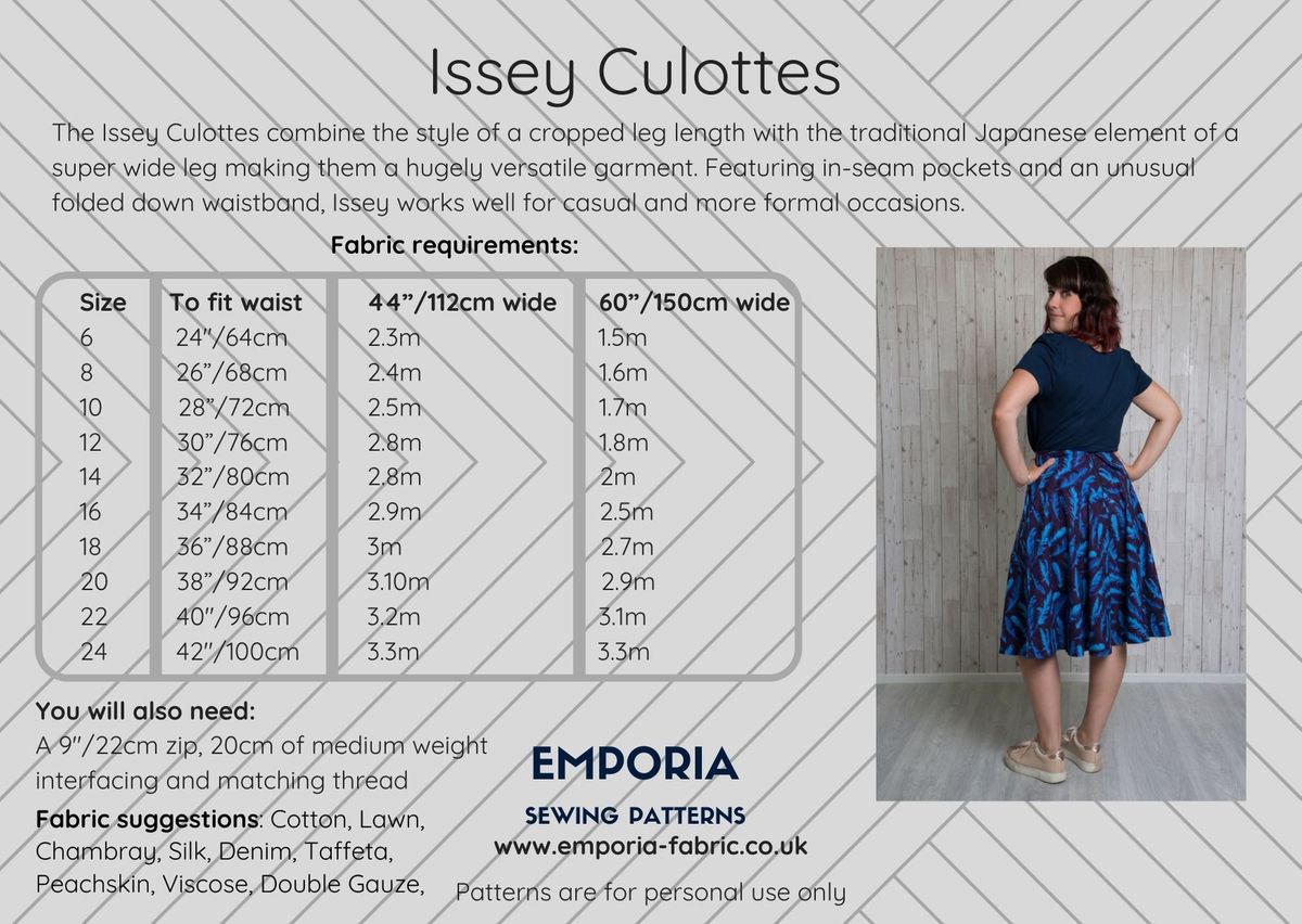 Emporia Patterns Issey Culottes - High Waist Wide Leg Pants for Women | Comfortable & Stylish | Perfect for Office, Travel & Casual Wear