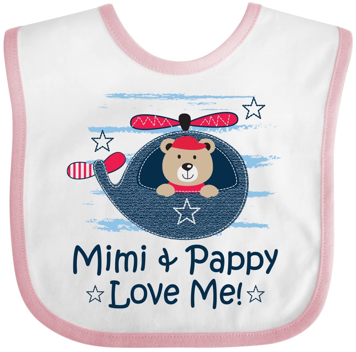 Inktastic Mimi and Pappy Love Me Baby Boy Bib - Soft Cotton Drool Bib for Infants, Toddlers - Perfect for Feeding, Playtime & Photo Shoots
