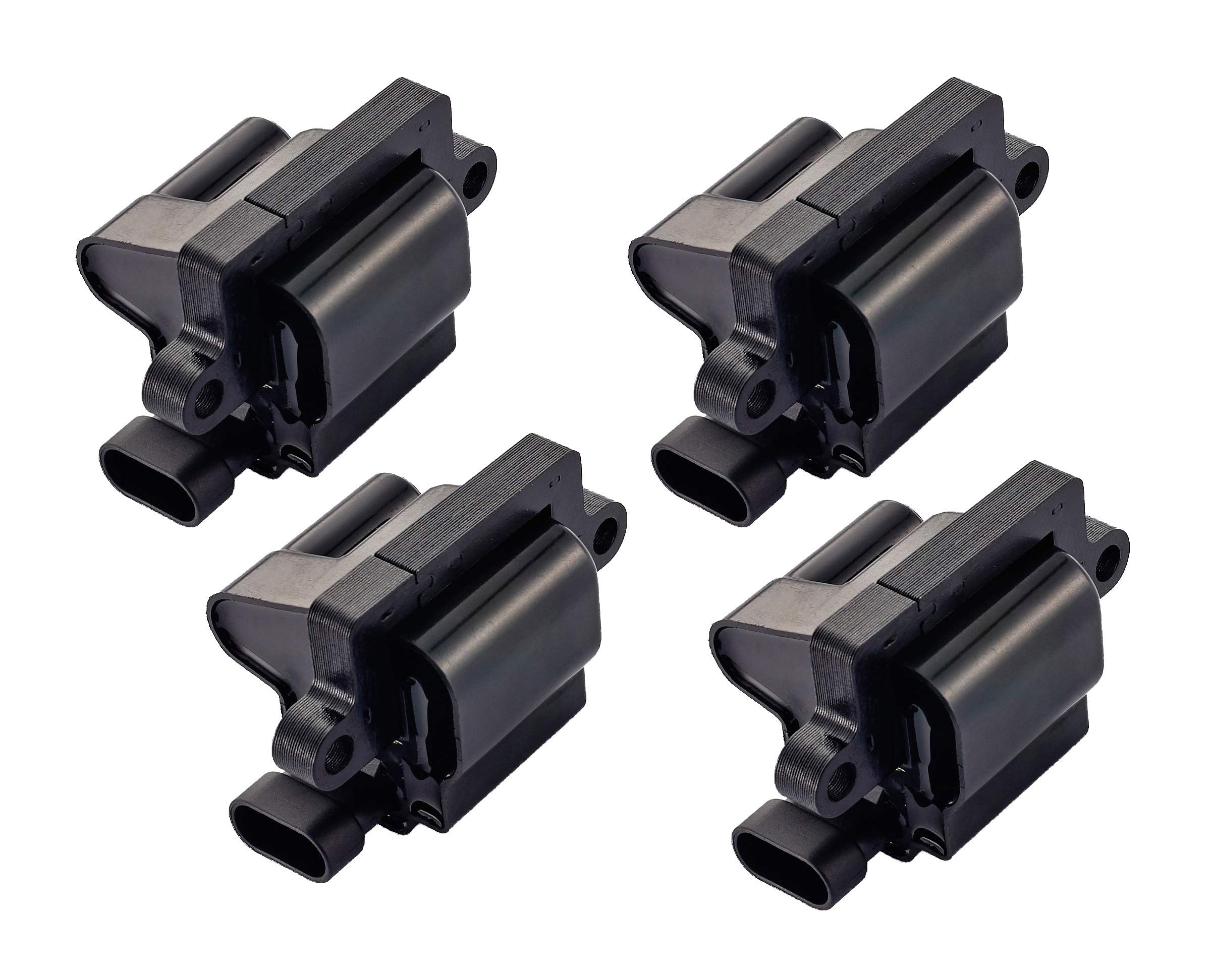 ENA Set of 4 Square Ignition Coil Packs - Compatible with Cadillac Chevrolet GMC Silverado Yukon 1500 2500 3500 Workhorse 5.3L 6.0L 8.1L 4.8L - Replacement for C1208 GN10298 UF271 - Perfect for Engine Performance & Smooth Driving