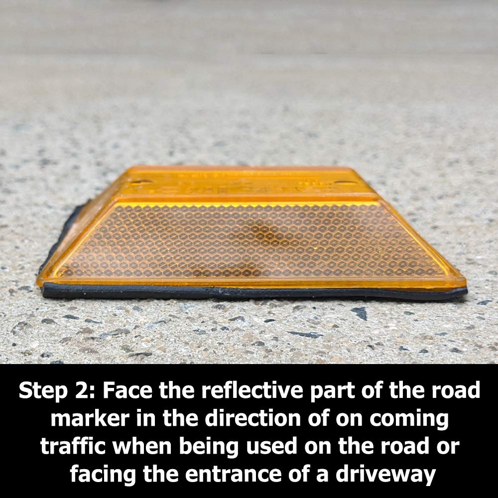 Peel-N-Stick Yellow Reflective Road Markers (10 Pack) - High Visibility Driveway & Pavement Safety Stickers - Perfect for Parking Lots, Bike Lanes & Construction Zones