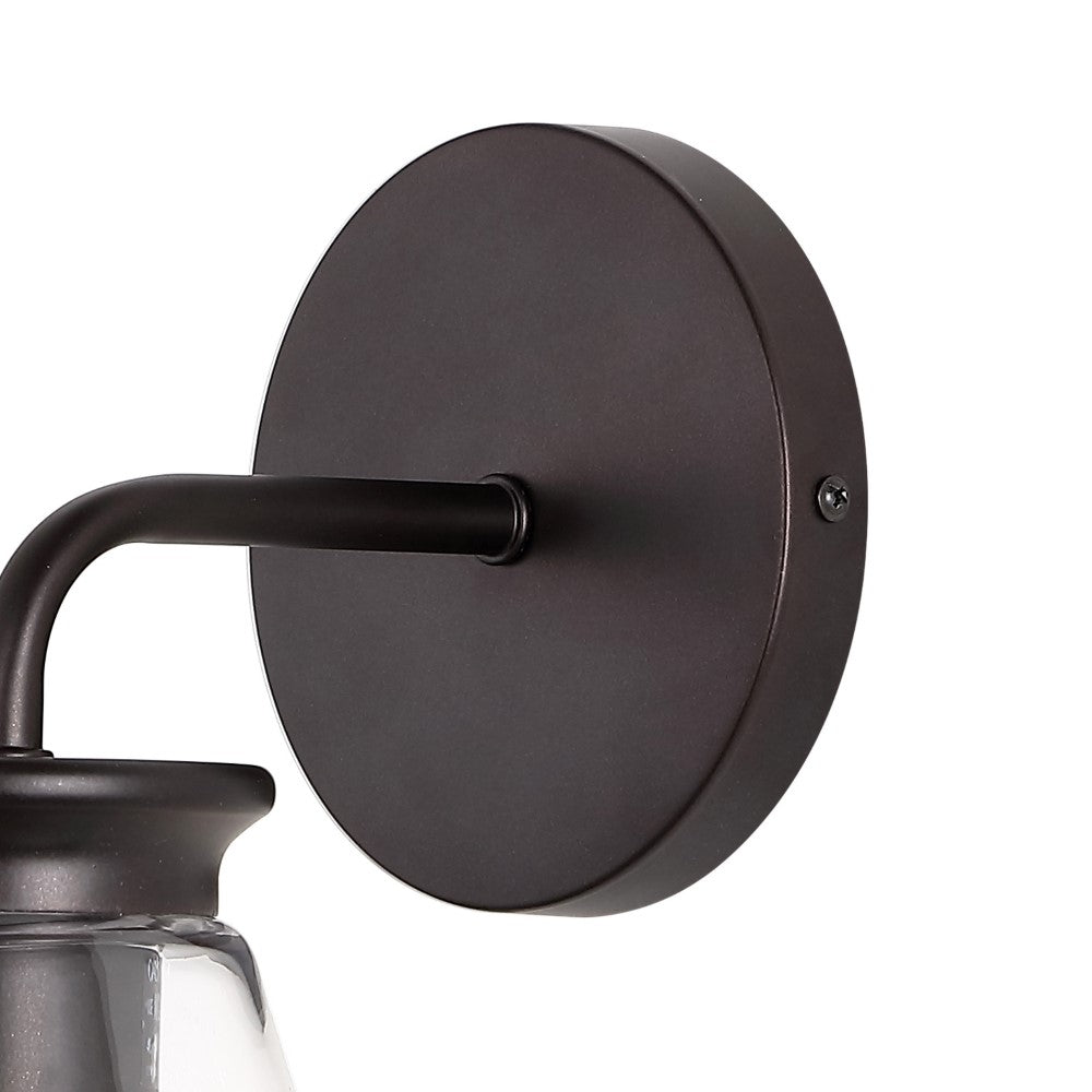 Modern Farmhouse Iron LED Vanity Light - Rustic Bathroom Lighting Fixture for Bedroom, Hallway & Entryway - Vintage Style Sconce with Edison Bulbs (Black Finish)
