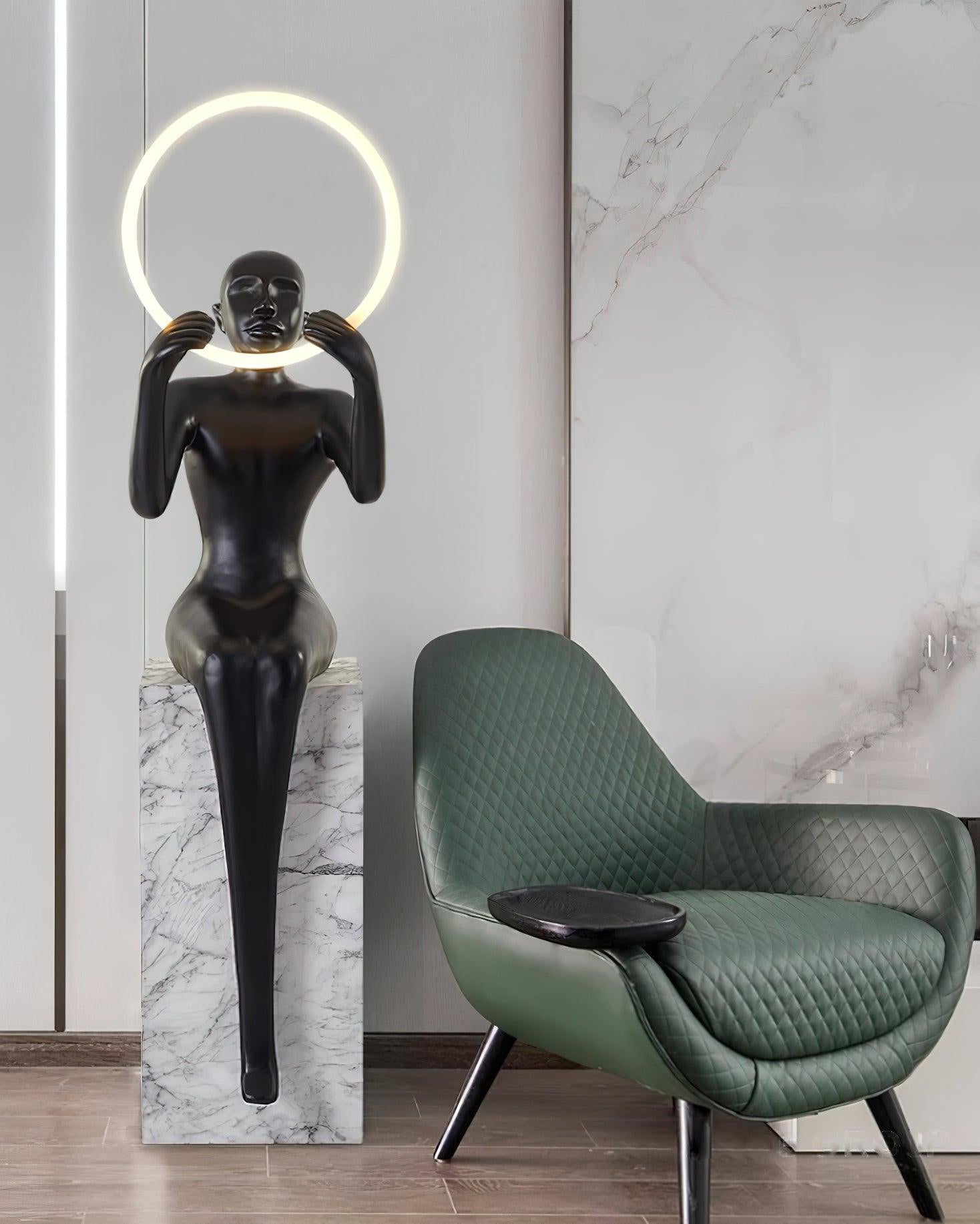 Elegant Elena Sculpture Floor Lamp - Modern Home Decor Lighting for Living Room, Bedroom & Office - Adjustable Height & Warm White LED Bulb Included - Perfect for Reading, Relaxing & Creating Ambiance