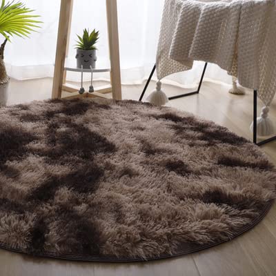 Soft Fluffy Anti-Slip Round Tie-Dye Gradient Shaggy Plush Area Rug - 39