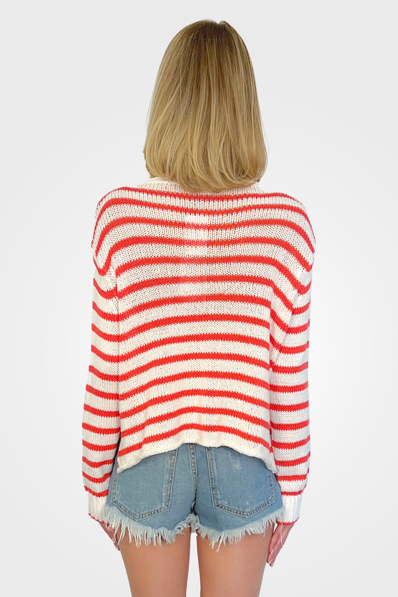 Eloise Henley Top - White & Red Striped Women's Blouse for Casual Wear, Office & Date Night