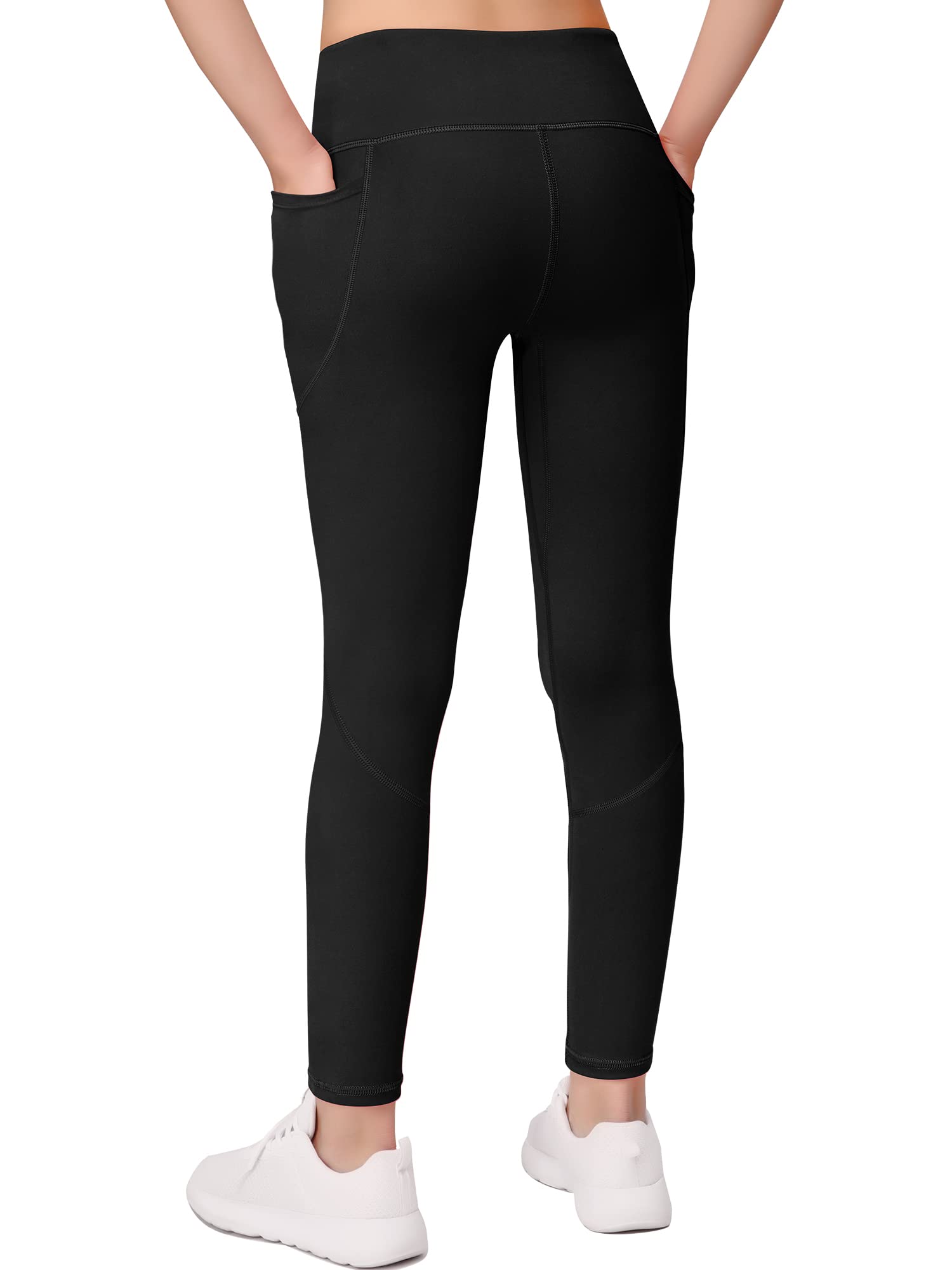 MIRITY Girls Athletic Leggings with Pockets - Kids Workout Running Yoga Pants for Girls Dance Leggings - Perfect for School, Gym & Playtime