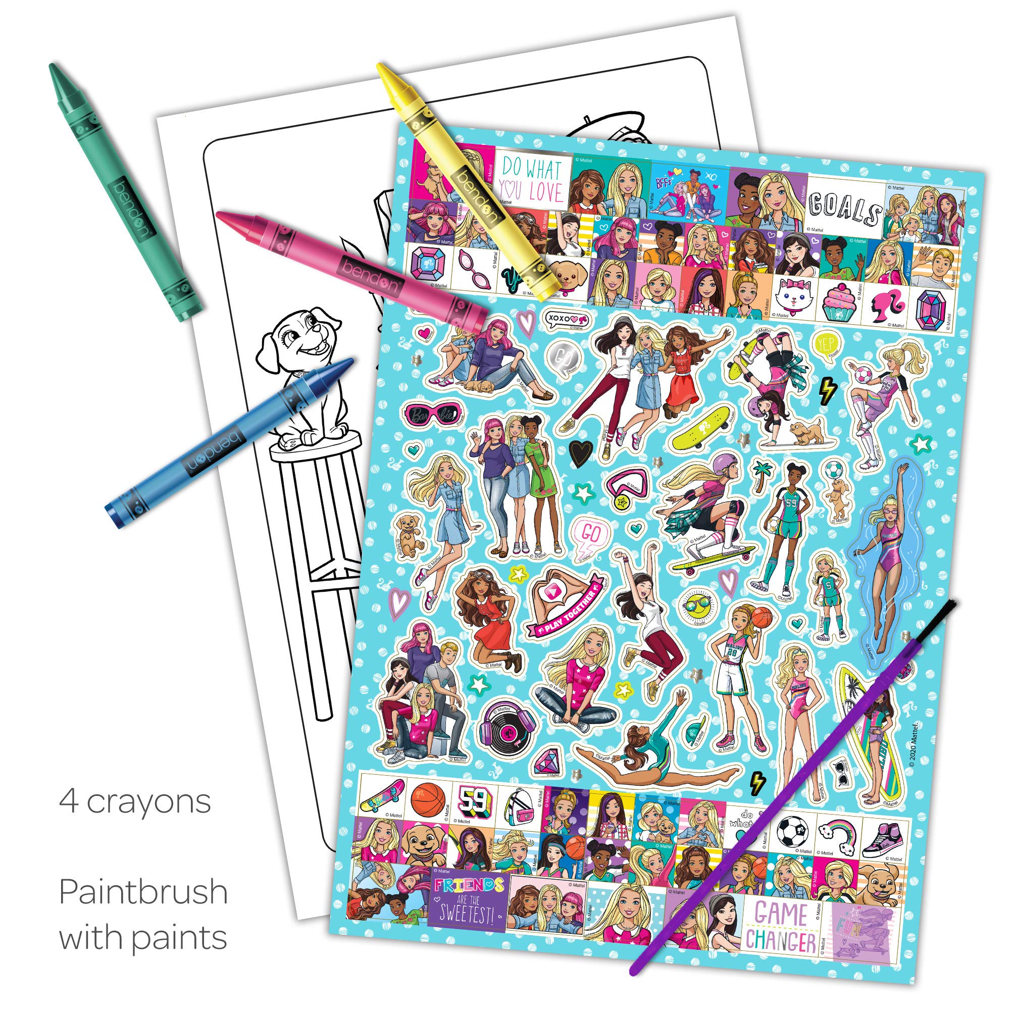 Barbie Coloring & Activity Book with Paint Pods & Crayons - Fun Creative Art Set for Kids, Girls & Toddlers - Perfect for Birthday Gifts, Party Favors & Travel Entertainment