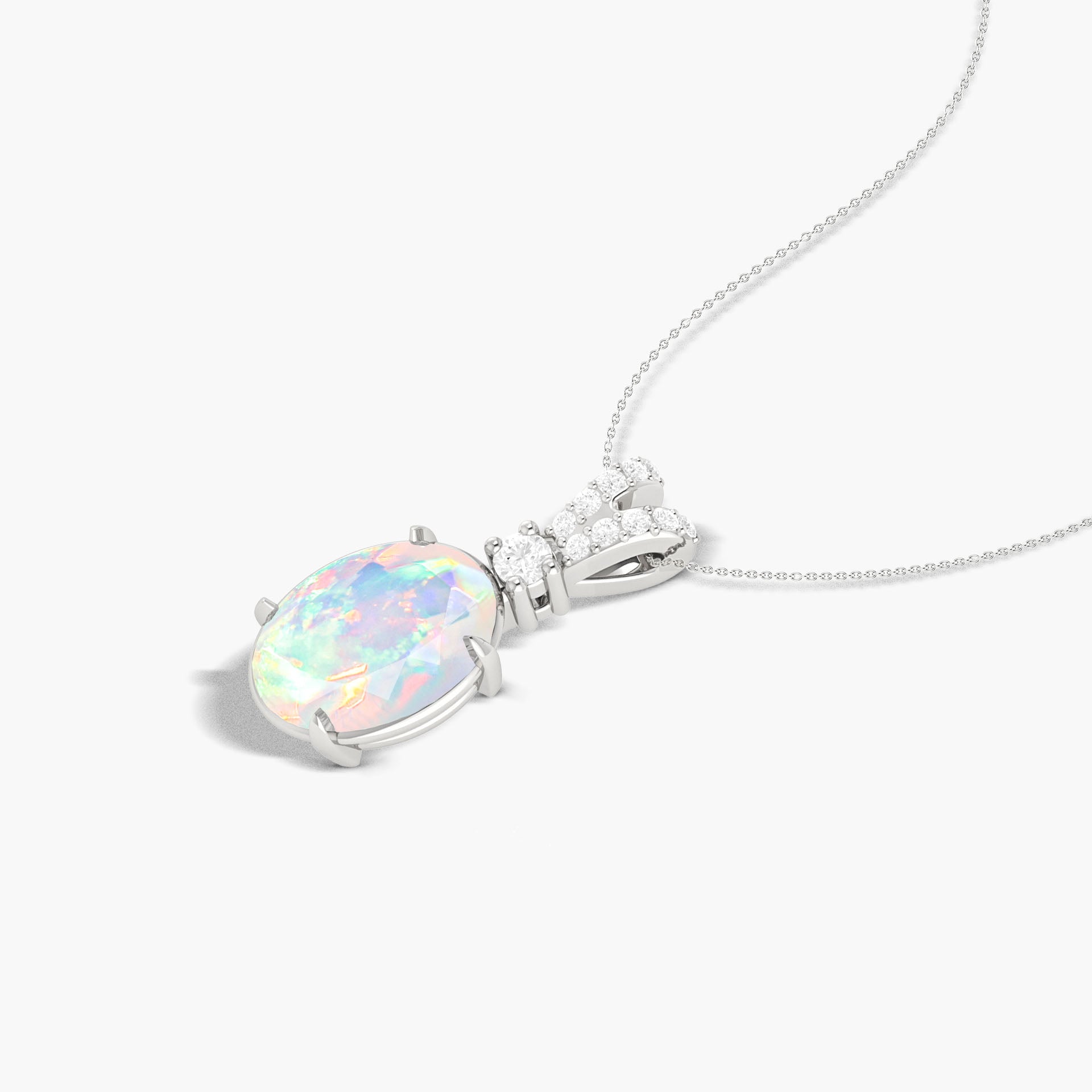 White Opal Gemstone Pendant Necklace for Women - Elegant Sterling Silver Jewelry Gift for Birthday, Anniversary & Special Occasions | Perfect for Everyday Wear, Date Nights & Formal Events