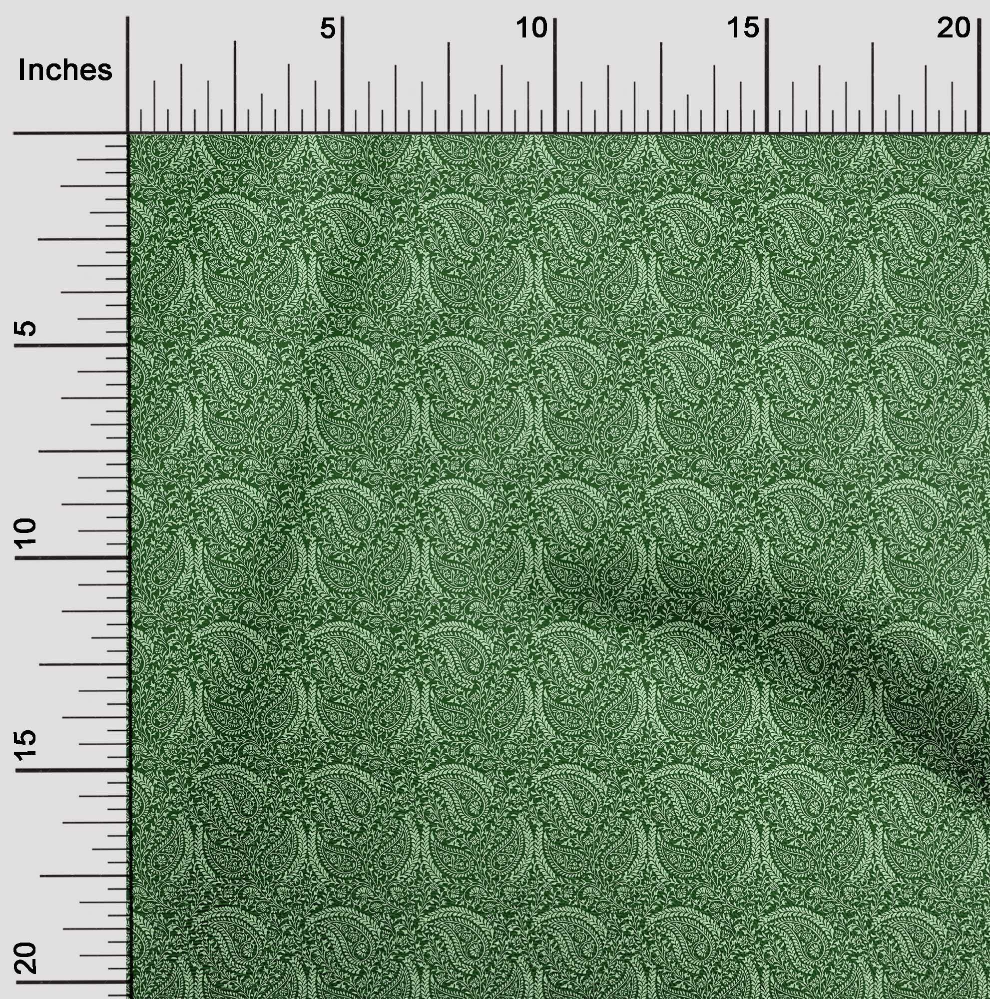 Velvet Green Paisley Printed Fabric by The Yard - 58 Inch Wide for DIY Clothing, Sewing Projects & Home Decor | Soft, Durable & Stylish Sewing Supplies