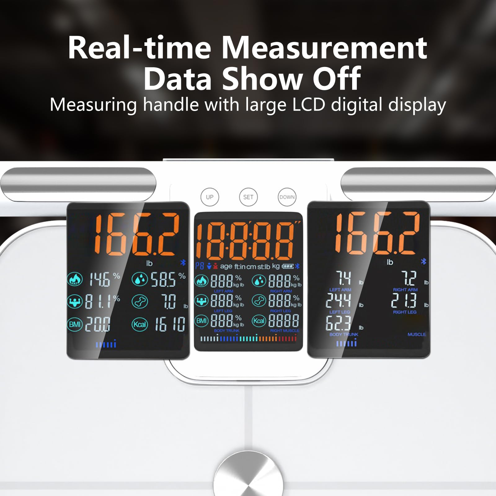 Smart Scale by Brand - 8 Electrode Body Composition Analyzer with BMI, Body Fat, Muscle Mass & Large LCD Display (396lb Capacity) - Perfect for Home Gym, Weight Loss Tracking & Health Monitoring