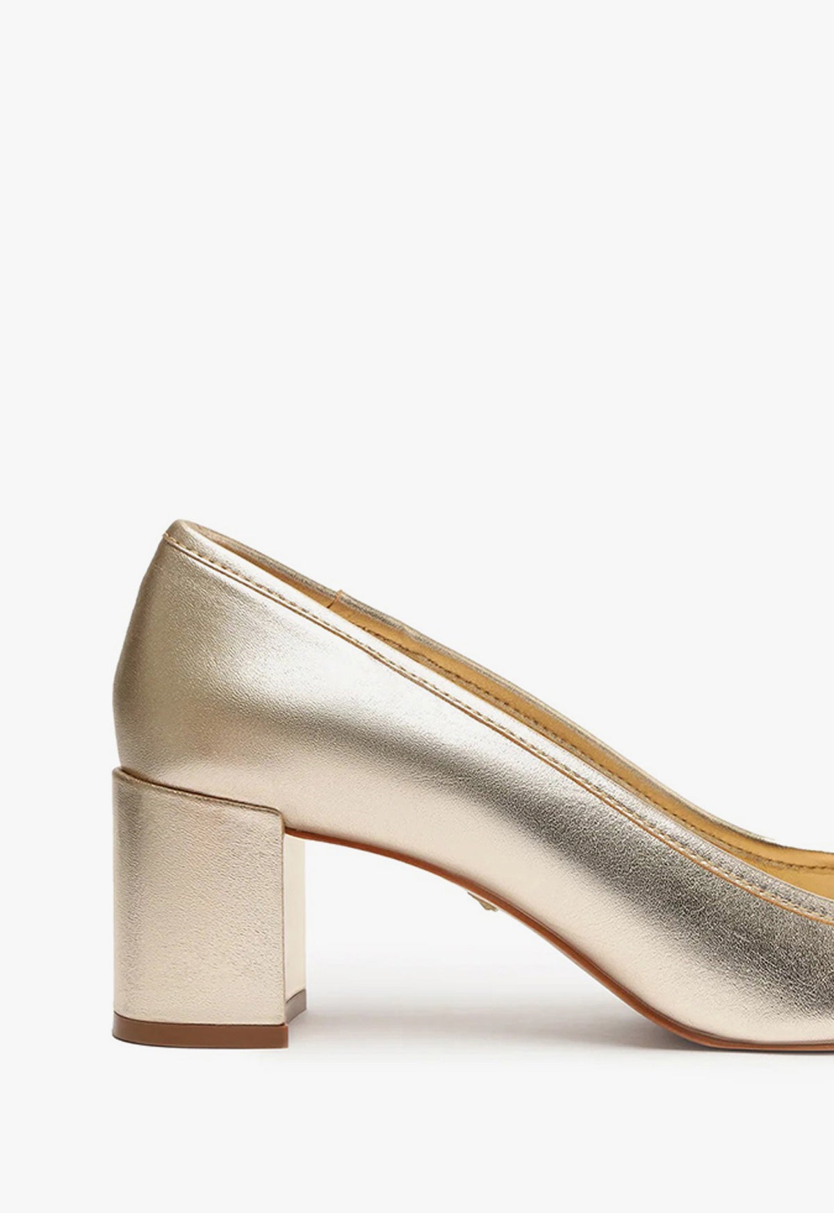 Arissa Women's Block Heel Metallic Leather Pumps - Elegant Pointed Toe Dress Shoes for Work, Party & Special Occasions