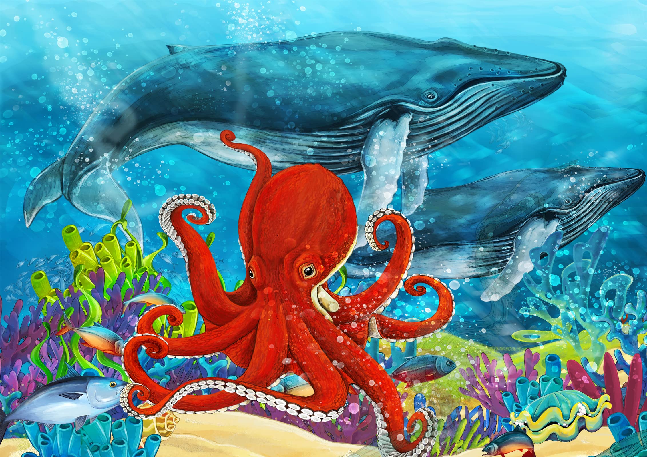 100-Piece Ocean Animal Jigsaw Puzzle for Adults & Kids - Whales & Octopus Design - Compact Travel-Friendly Box - Perfect for Family Game Night, Travel Entertainment & Stress Relief