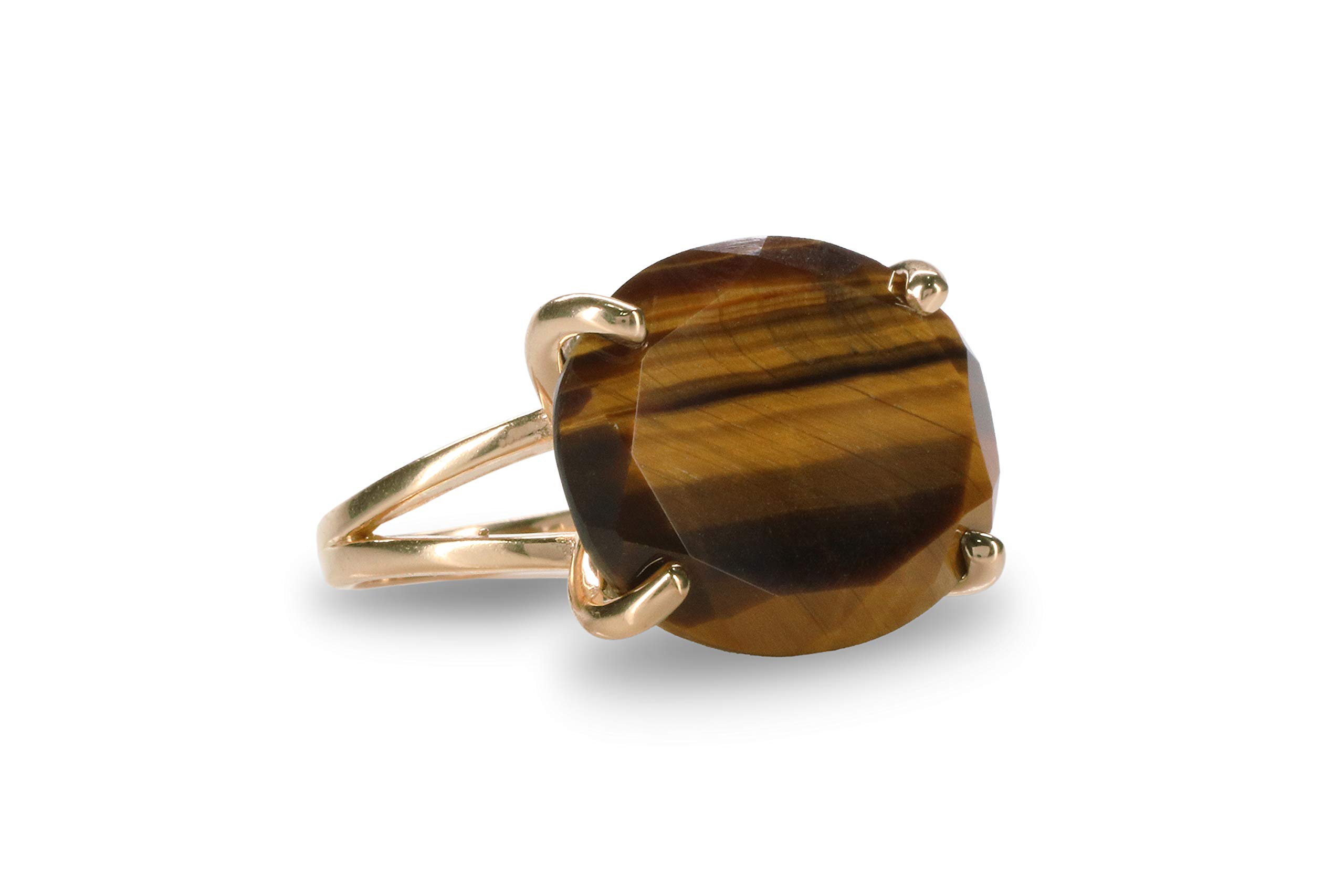 14k Gold Tiger Eye Ring for Women - Handcrafted Elegant Designer Jewelry - Natural Crystal Statement Ring - Adjustable Size for Perfect Fit - Ideal for Everyday Wear, Office & Special Occasions