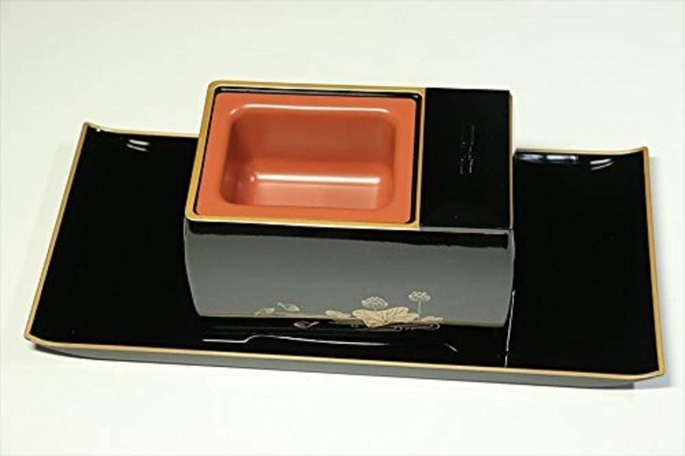 Yamako Buddhist Altar Fittings - Black/Golden Lotus Incense Burner for Meditation & Home Decor | Traditional Japanese Zen Accessories for Prayer & Spiritual Practice