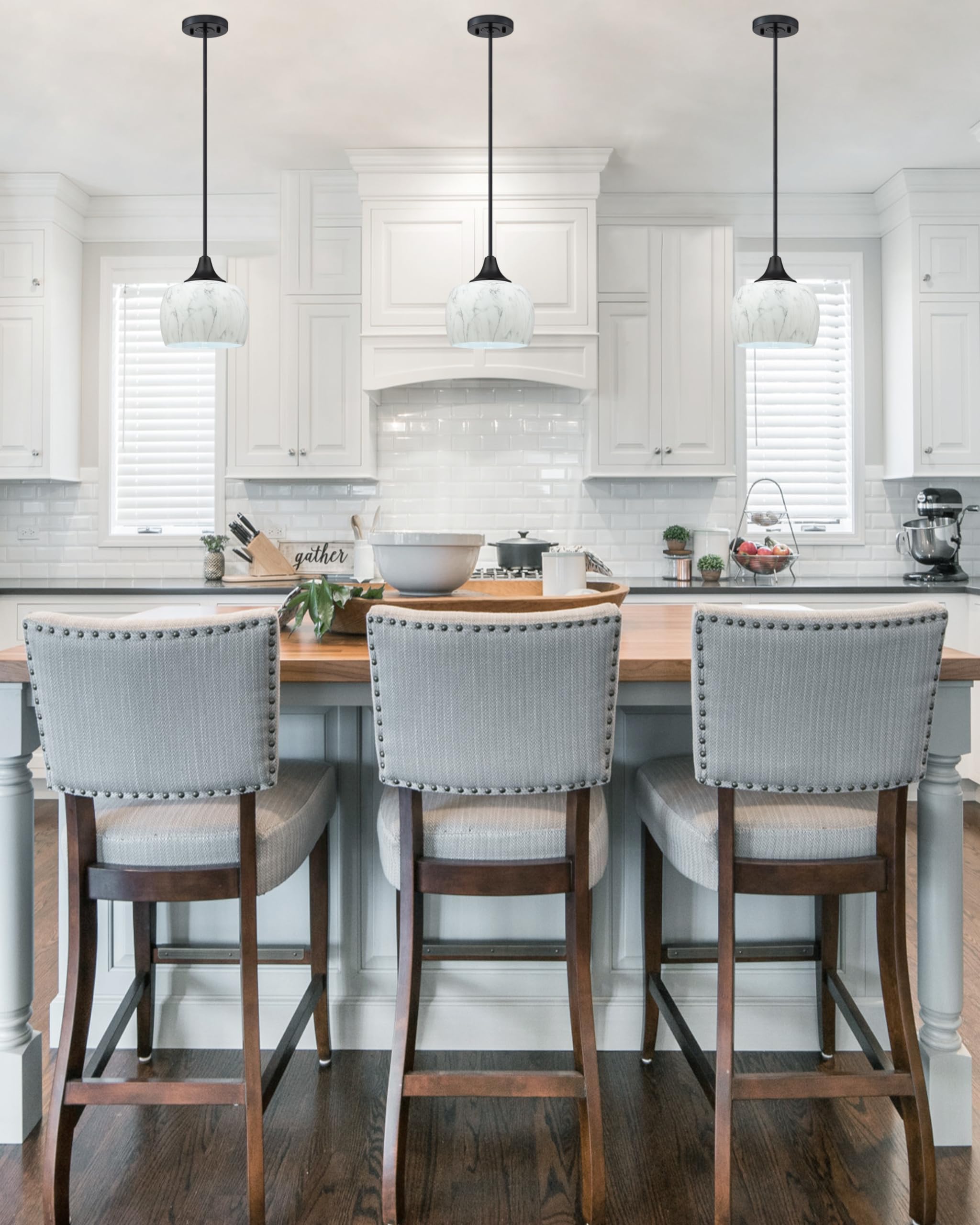 2 Pack Black Modern Farmhouse Pendant Lights - 7.3