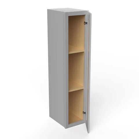 42 Inch Grey Shaker Wall Cabinet - 9W x 42H x 12D RTA Ready-to-Assemble Bathroom & Kitchen Storage Solution for Small Spaces