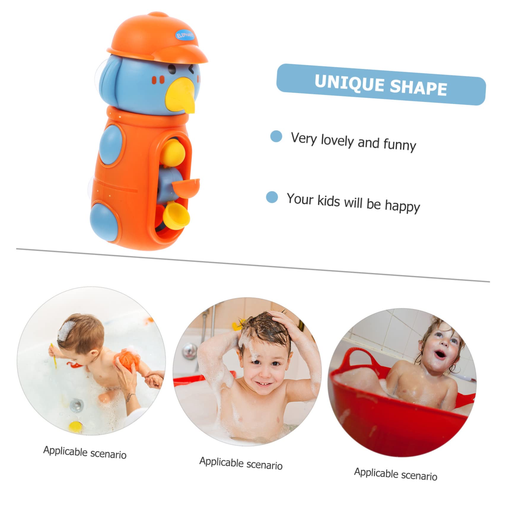 HEMOTON Rotatable Elephant Bath Toy for Kids - Fun Water Play Plastic Tub Toys for Toddlers & Babies - Perfect for Bathtime, Pool, and Beach Play