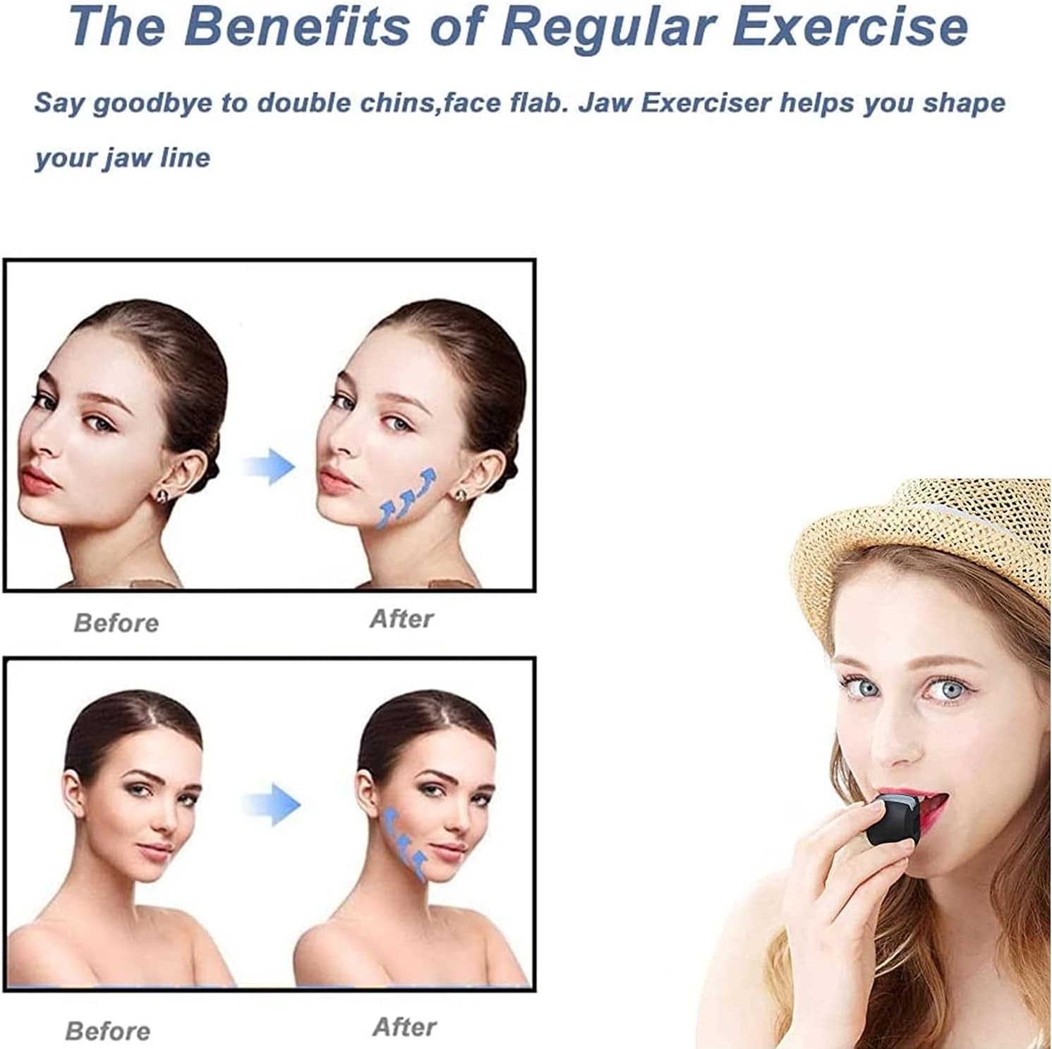 NAPPWE Jawline Exerciser for Double Chin Reduction - Face & Neck Toner for Women & Men - Improve Jawline Definition & Look Younger - Perfect for Home, Office & Travel Workouts
