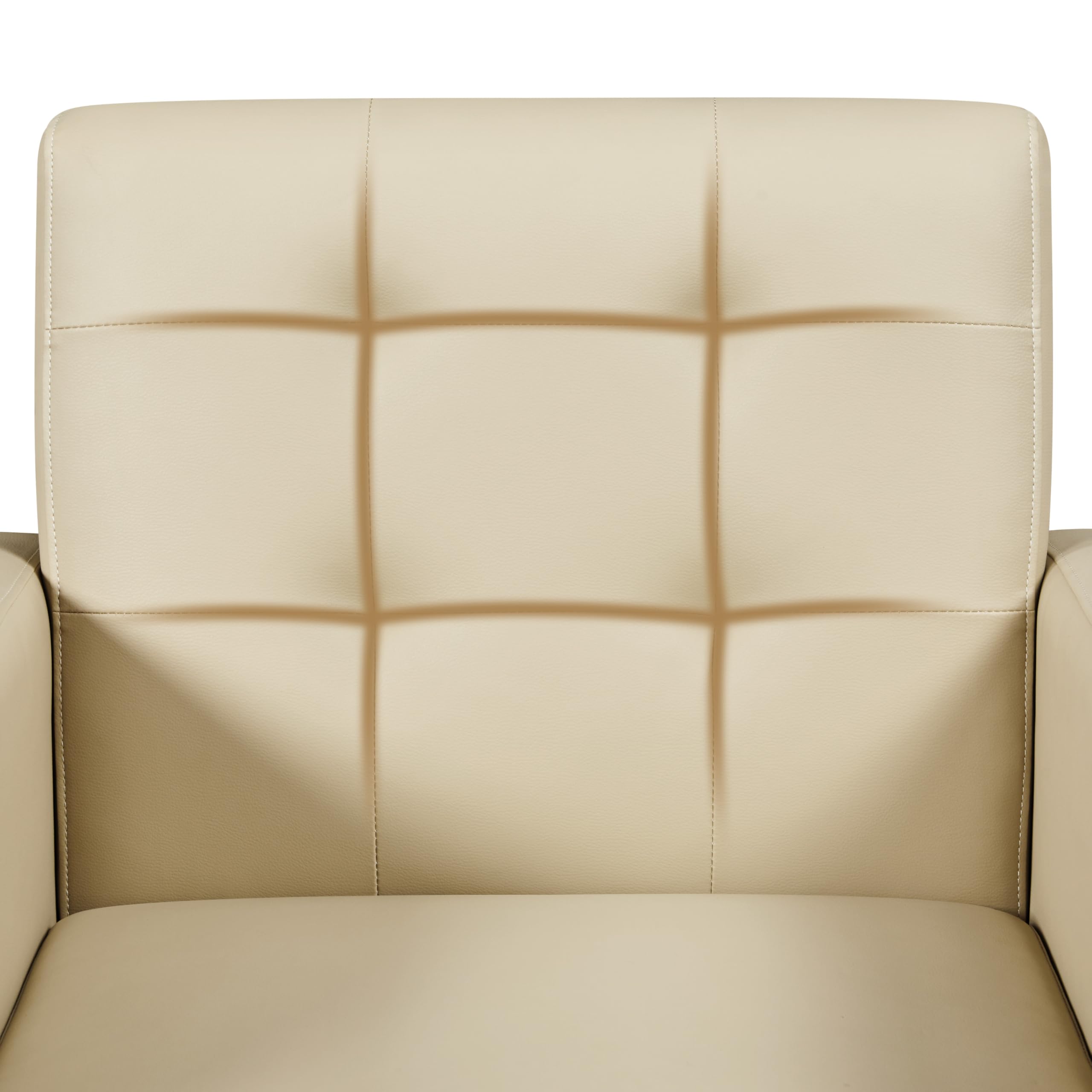 Yaheetech Mid-Century Modern Accent Chairs Set of 2 - PU Leather Upholstered Living Room Armchairs with Button Tufted Back & Wooden Legs, Comfortable Lounge Chairs for Bedroom, Office, Cafe or Reading Nook in Beige