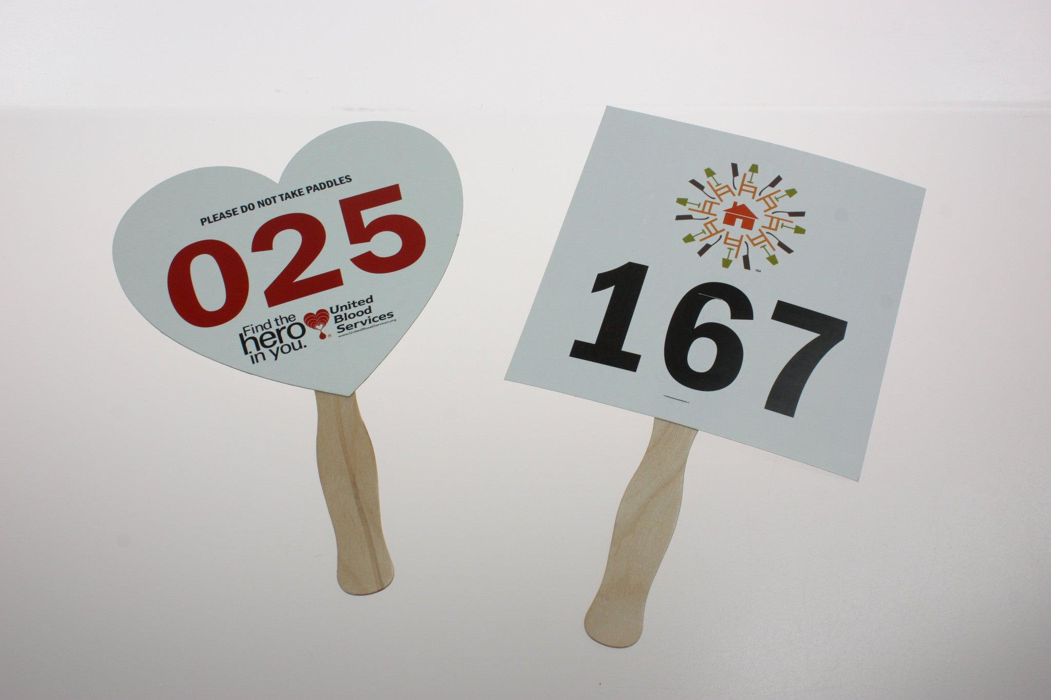 Custom Shaped Bid Paddles - 100 Pack with Full Color Printing & Numbered Options - Perfect for Auctions, Fundraisers & Game Nights