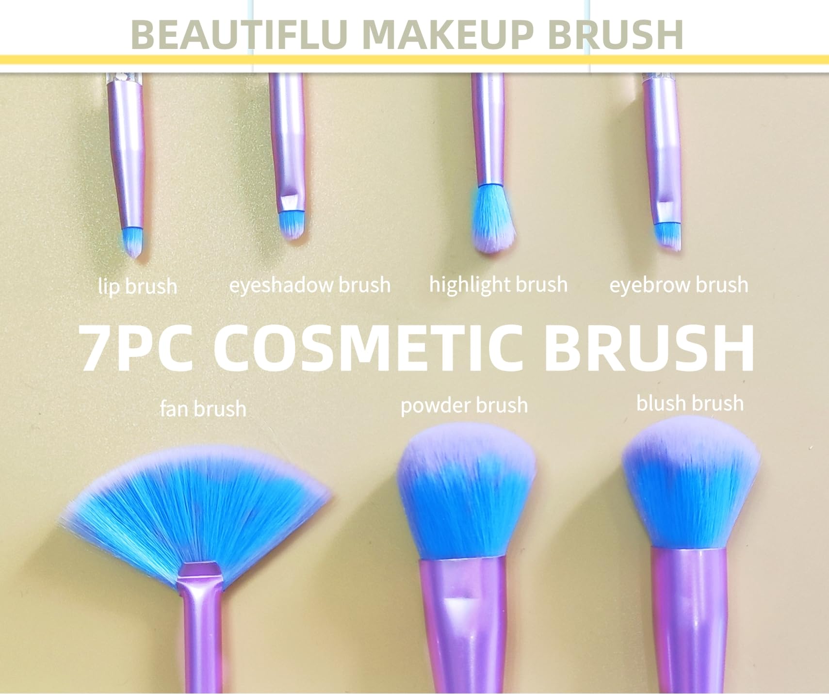 Unicorn Fan Makeup Brush Set - Crystal Sparkles Blue Blush Powder Fan, Lip, Eyeshadow & Eyebrow Brush Kit | Perfect for Professional Makeup, Cosplay & Gift Giving