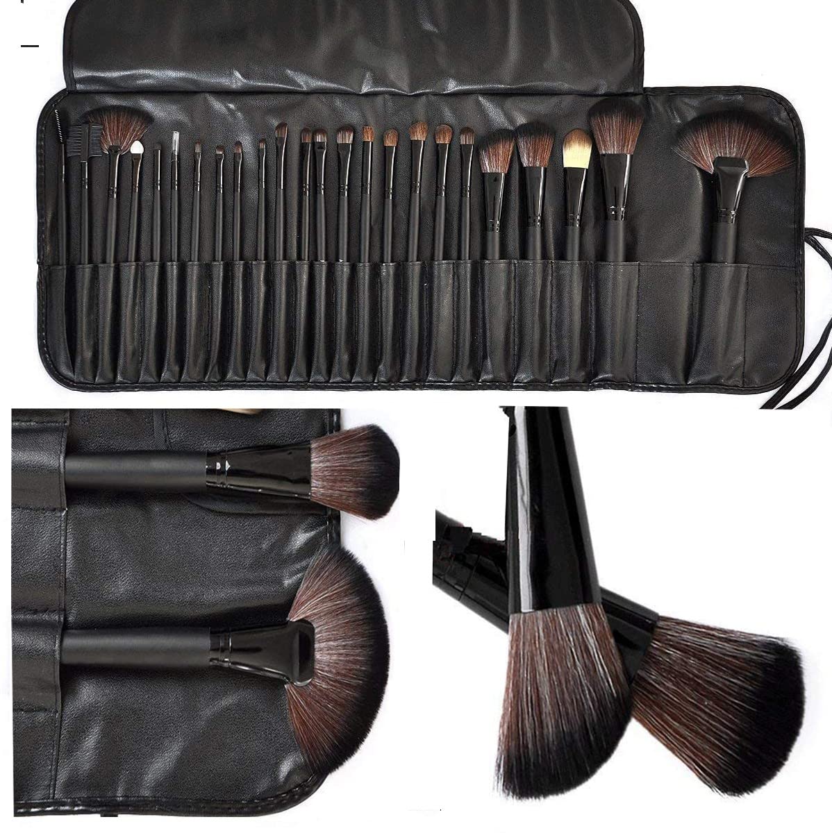 Premium 24-Piece Synthetic Makeup Brush Set - Kabuki, Foundation, Powder, Blush & Eyeshadow Brushes with Blender Sponge & Cleaner | Vegan Cosmetic Brush Kit for Professional & Everyday Makeup Application