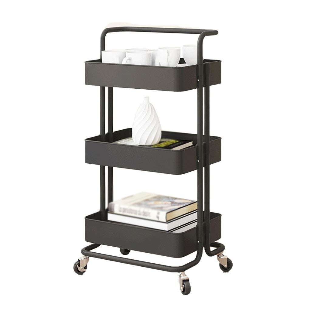 Space-Saving Narrow Corner Storage Trolley with Wheels - 42.5x35.5x86.8cm Mobile Plastic Shelving Unit for Kitchen, Bathroom & Small Spaces - Perfect for Organizing Cleaning Supplies, Toiletries & Pantry Items