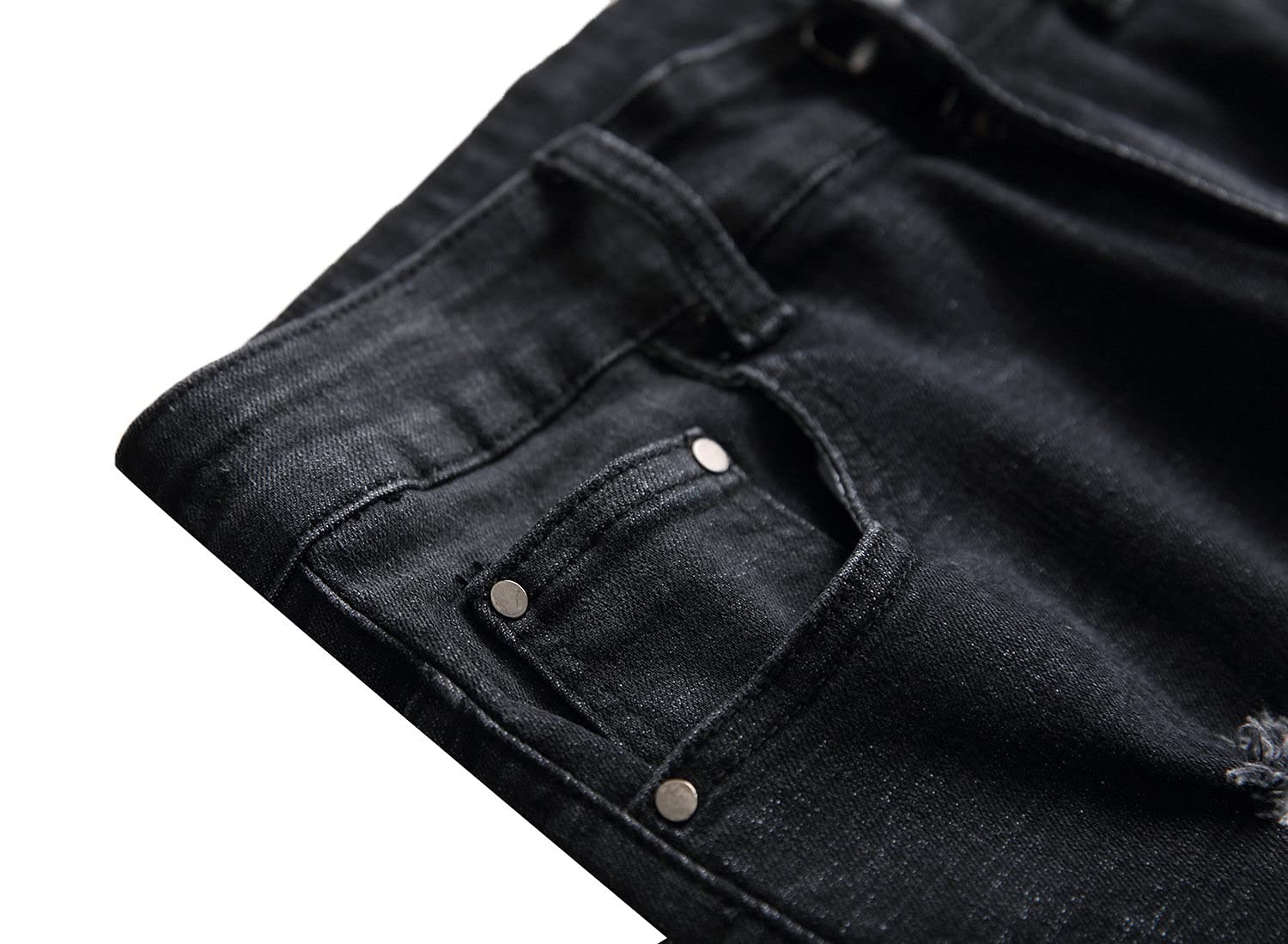 **Men's Skinny Ripped Distressed Denim Shorts - Retro Washed Hole Jeans Shorts for Summer - Straight Fit Fashion (Black, Size 36) - Perfect for Casual Outings, Streetwear & Summer Style**