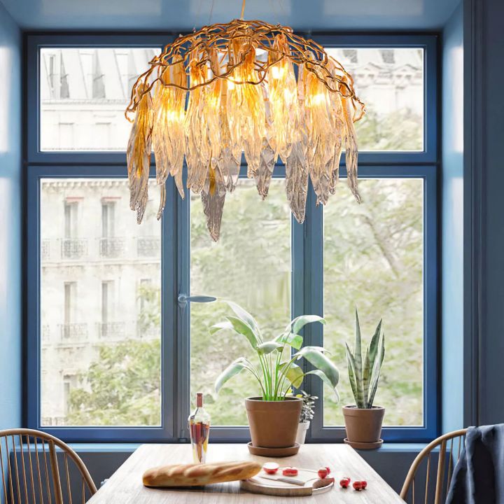 Modern Aqua Dome Chandelier - Elegant Glass Ceiling Light Fixture for Dining Room, Living Room & Bedroom Decor