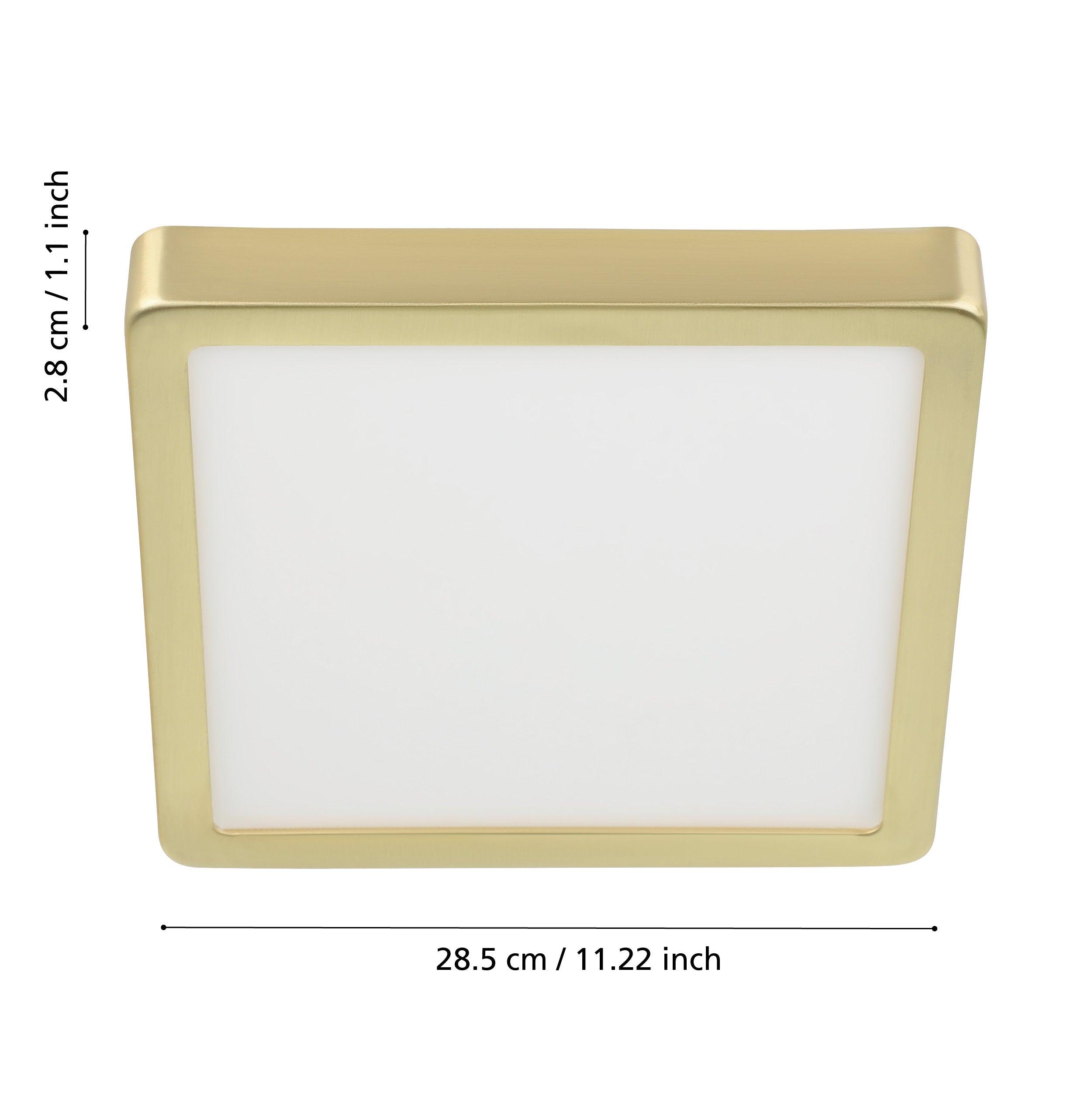 Eglo Fueva 5 Brass LED Square Flush Mount Ceiling Light 28.5cm - Modern Lighting for Bedroom, Kitchen, Hallway & Office
