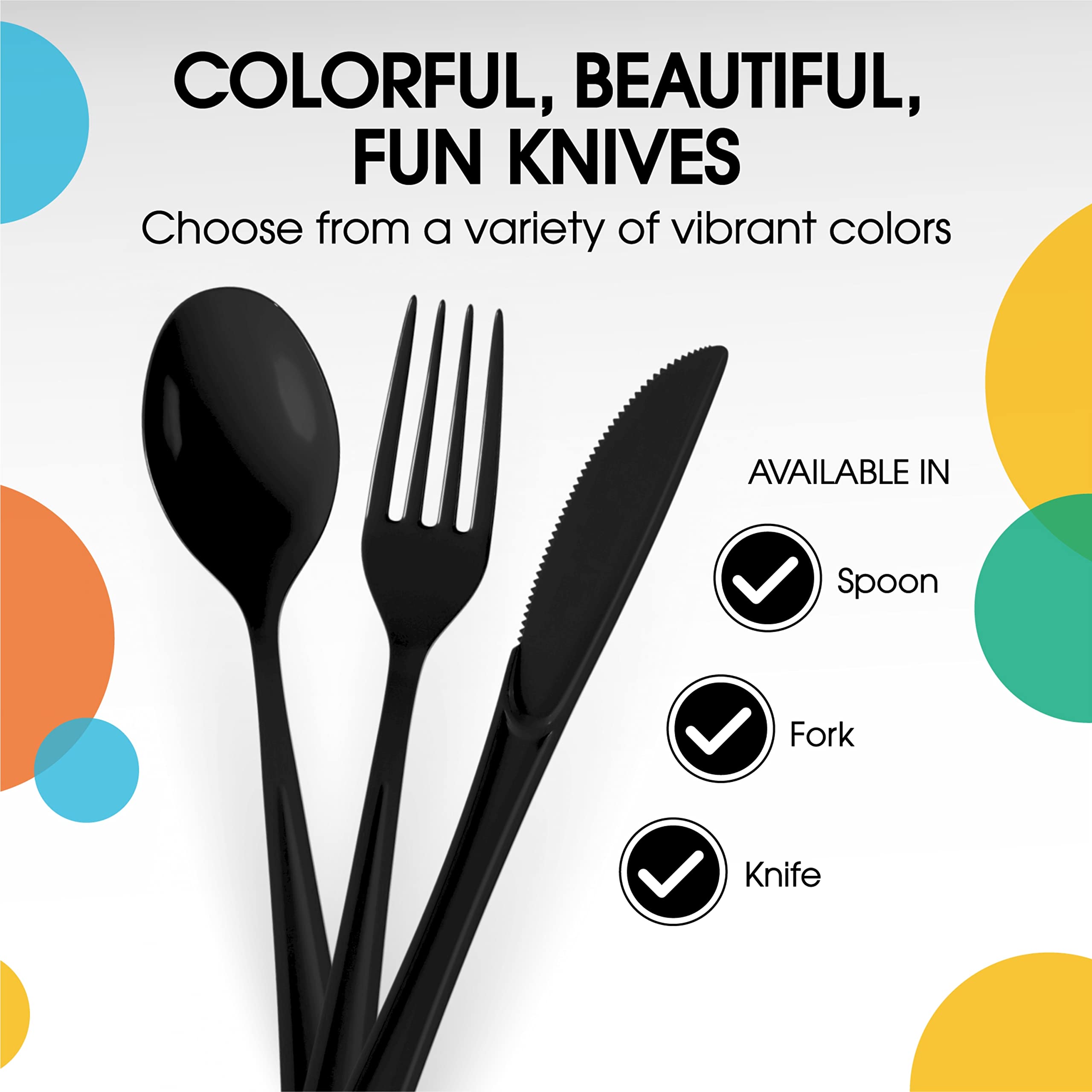 200-Pack Heavy Duty Black Plastic Knives - Disposable Cutlery Set for Parties, Picnics & Catering | Durable Flatware for BBQs, Events & Outdoor Dining