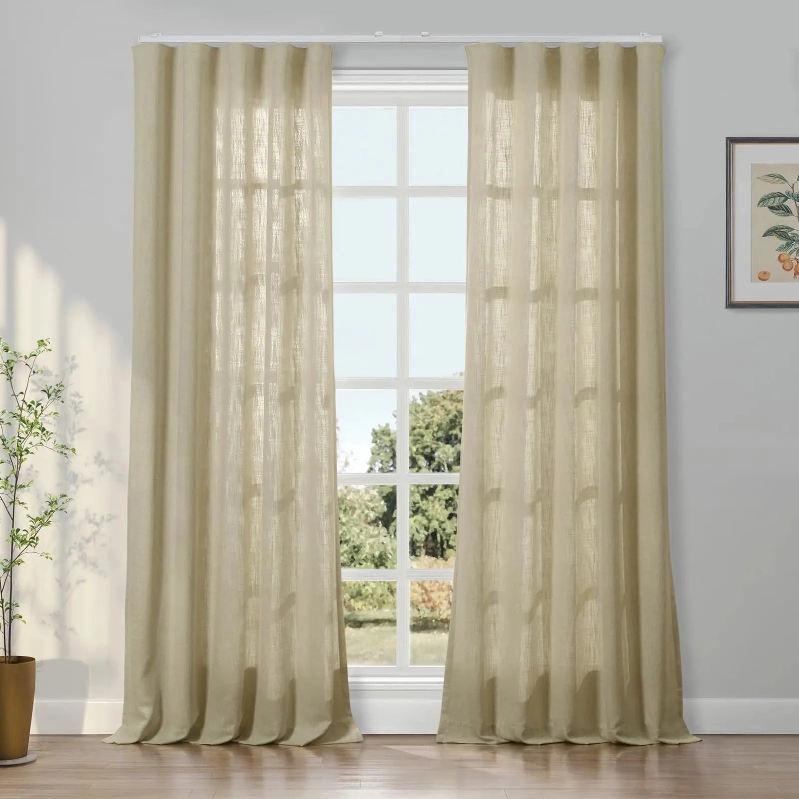 Liz Linen Ripple Fold Drapery Curtains - Elegant Window Treatments for Living Room & Bedroom Decor