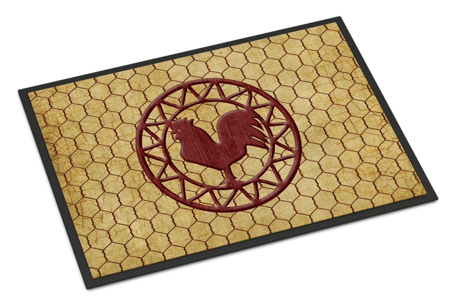 Rooster Chicken Coop Doormat 24x36 - Non-Slip Washable Low Pile Indoor/Outdoor Entryway Rug - Perfect for Farmhouse, Country Kitchen & Front Door Decor - 24H X 36W