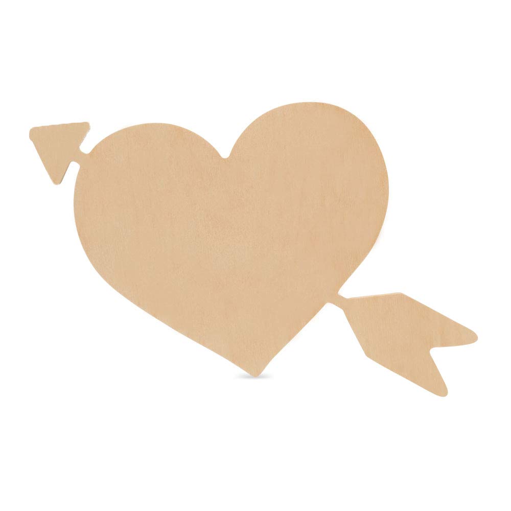 50-Pack Unfinished Wooden Cupid Heart Cutouts - 12 Inch DIY Valentine's Day Door Decor, Romantic Love Sign for Personalized Gifts & Crafts - Perfect for Wedding, Anniversary, Baby Shower Decorations by Woodpeckers