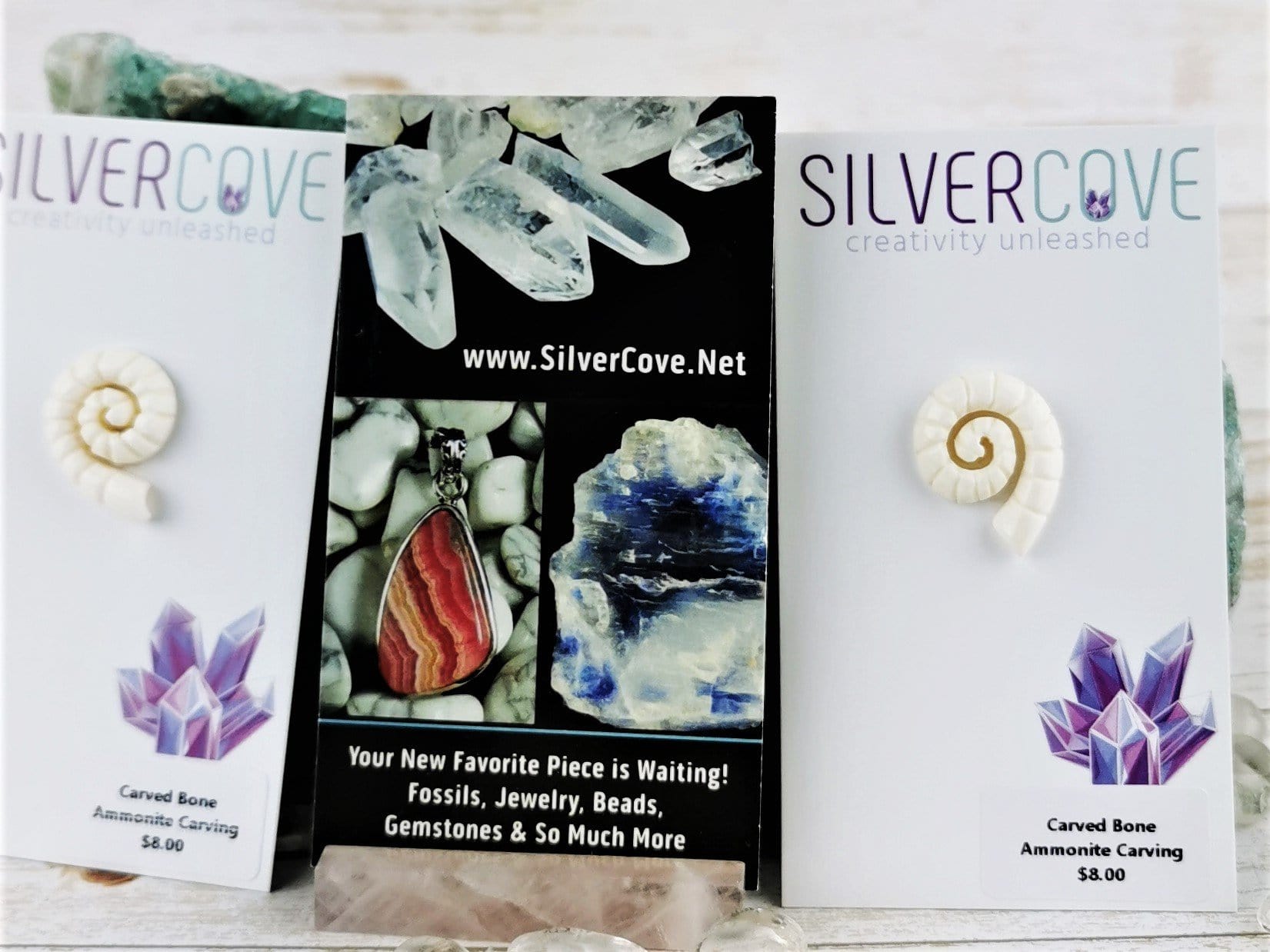 Authentic Carved Bone Ammonite Fossil - Unique Home Decor & Spiritual Healing Stone for Meditation & Yoga Spaces
