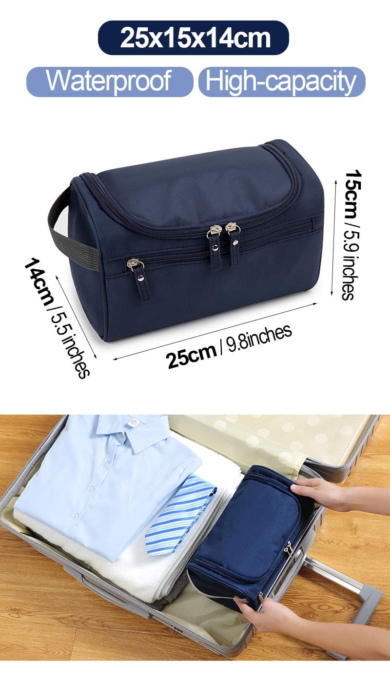 Trexee Extra Large Multifunctional Travel Bag - Waterproof Makeup Organizer & Cosmetic Case for Women | Portable Grooming Kit Storage with Hook | Perfect for Air Travel, Camping & Home Organization (Blue)