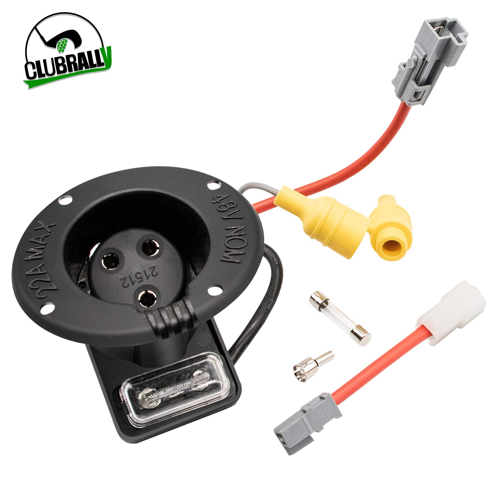 Club Car Charger Receptacle and Fuse Assembly Kit 102848701/102848702 - Compatible with Golf Carts & Utility Vehicles - Perfect for Home, Course & Fleet Maintenance