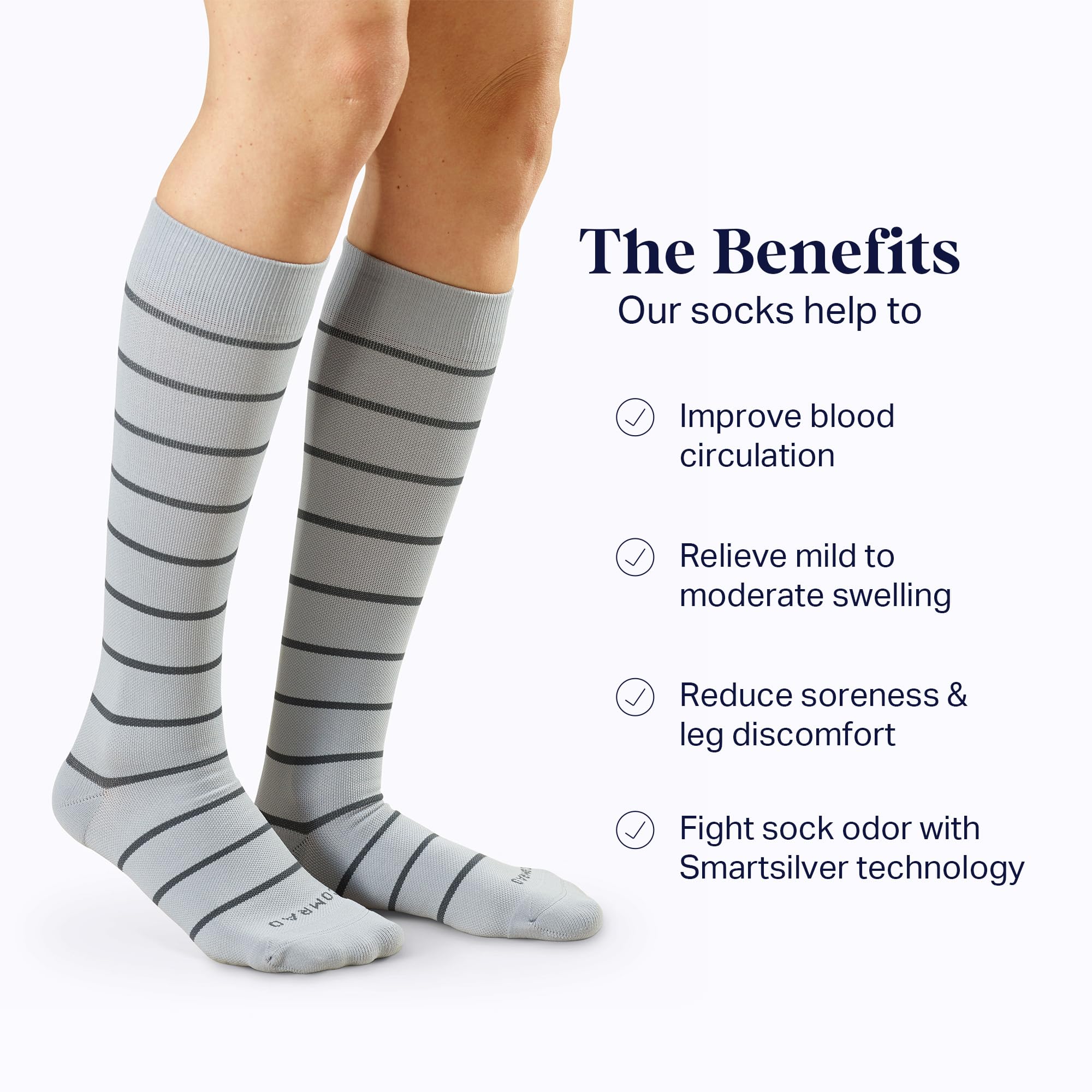 Comrad Nylon Knee High Compression Socks (15-20mmHg) - Soft, Breathable Graduated Support Socks for Men & Women - Perfect for Running, Travel & Circulation Support