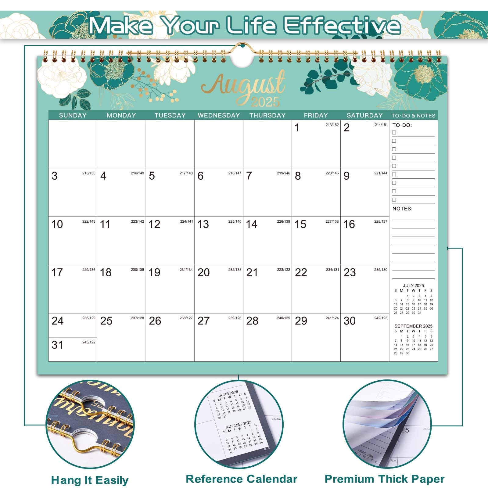 2025-2026 Wall Calendar with Large Blocks - 18-Month Planner from July 2025 to December 2026, 14.6