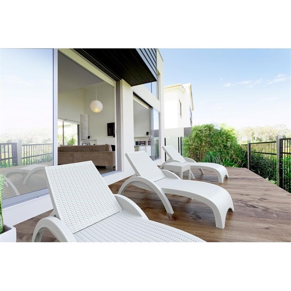 Premium White Commercial-Grade Resin Patio Side Table – Miami Square Design – Durable Outdoor Furniture for Poolside, Garden, or Patio Decor