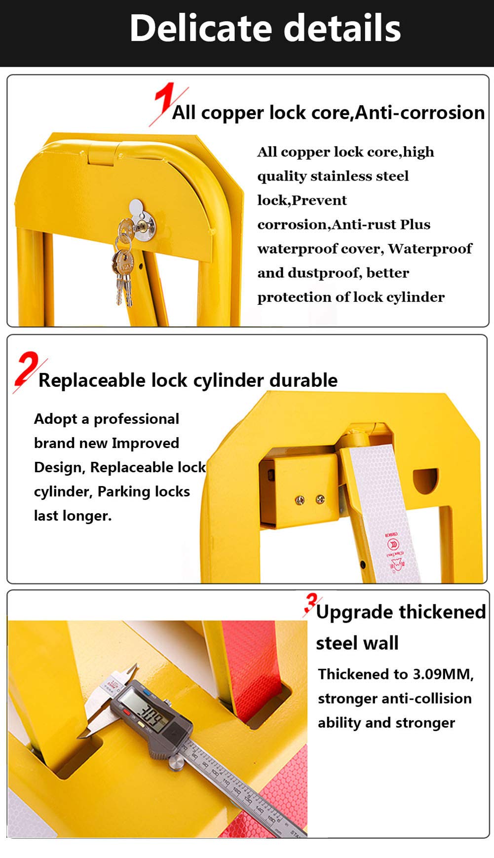 Heavy Duty Octagonal Parking Lock - Garage Parking Aid with Back Pressure Protection - Durable Parking Post for Driveways & Garages | Perfect for Home, Commercial & Industrial Use