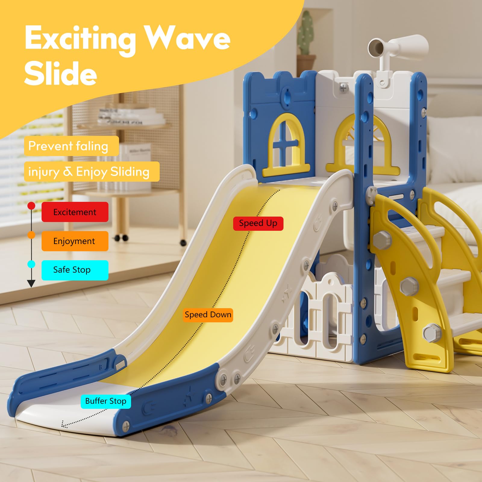 **Best Toddler Slide for Indoor & Outdoor Play - Kids Slide Playset with Storage & Non-Slip Steps - Safe & Fun Gift for Boys & Girls Ages 1-3 (Blue & Yellow) - Perfect for Backyards, Playrooms & Daycares**