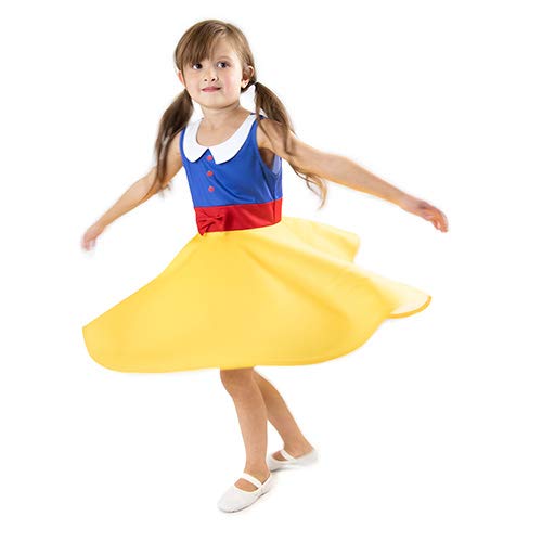 Snow White Princess Twirl Dress for Girls - Disney Inspired Costume for Birthday Parties, Halloween & Dress-Up Play