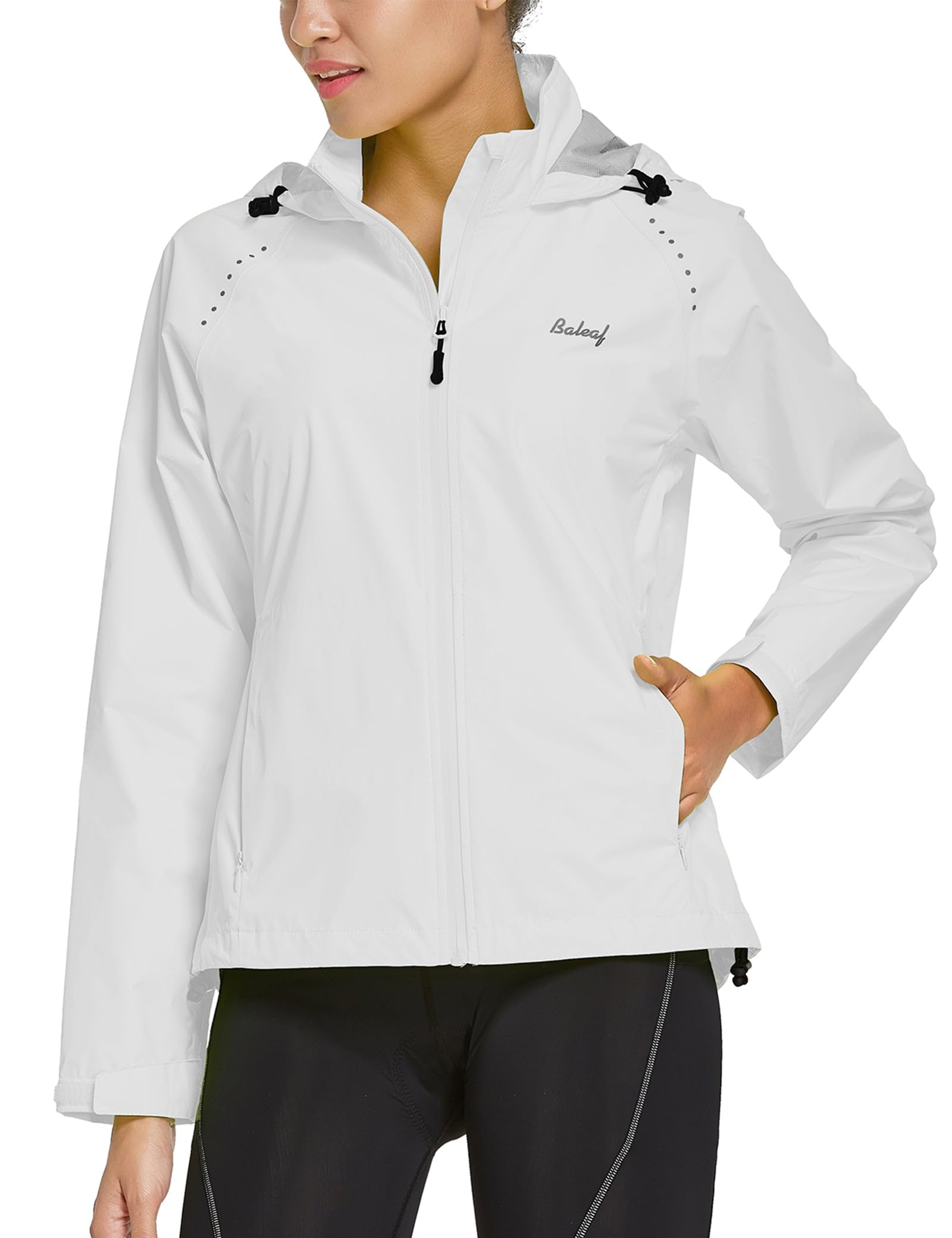 BALEAF Women's Waterproof Windbreaker Jacket - Lightweight Raincoat with Hood for Running, Cycling & Outdoor Activities | Reflective & Packable Design for Hiking, Commuting & Travel