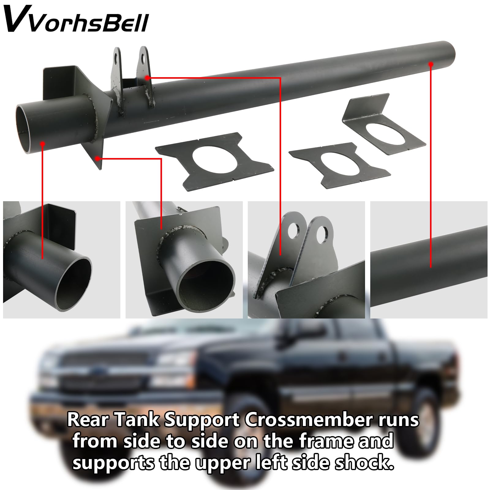 Rear Upper Shock Mount Crossmember with Bracket - Compatible with 1999-2006 Chevrolet Silverado & GMC Sierra 1500/2500/2500HD - Heavy Duty Replacement Part - Perfect for Off-Roading, Towing & Suspension Upgrades
