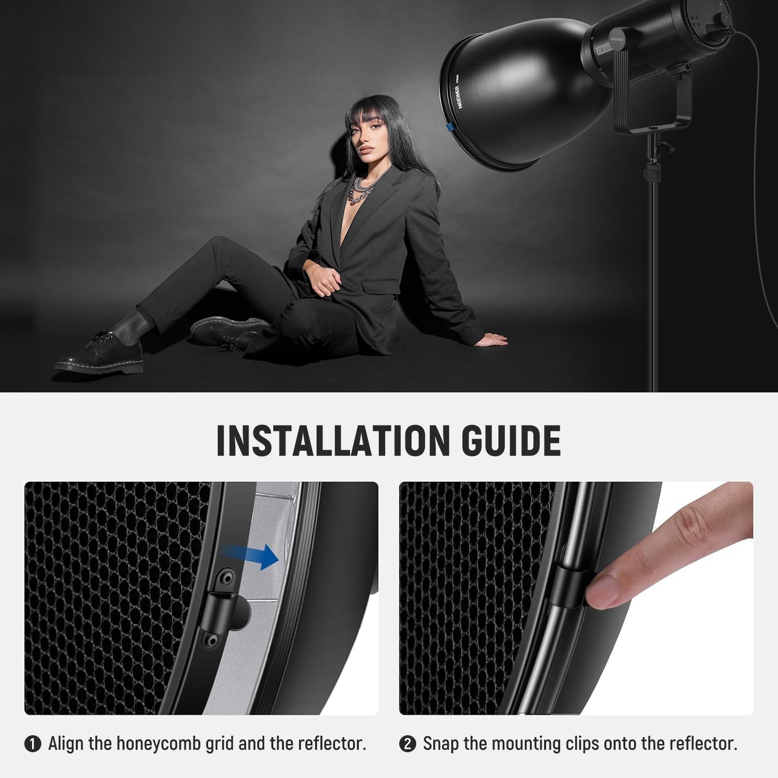 NEEWER FR30 11.6/29.5cm Deep Focus Reflector for Photography & Video Lighting - Perfect for Studio, Portrait, and Product Shoots
