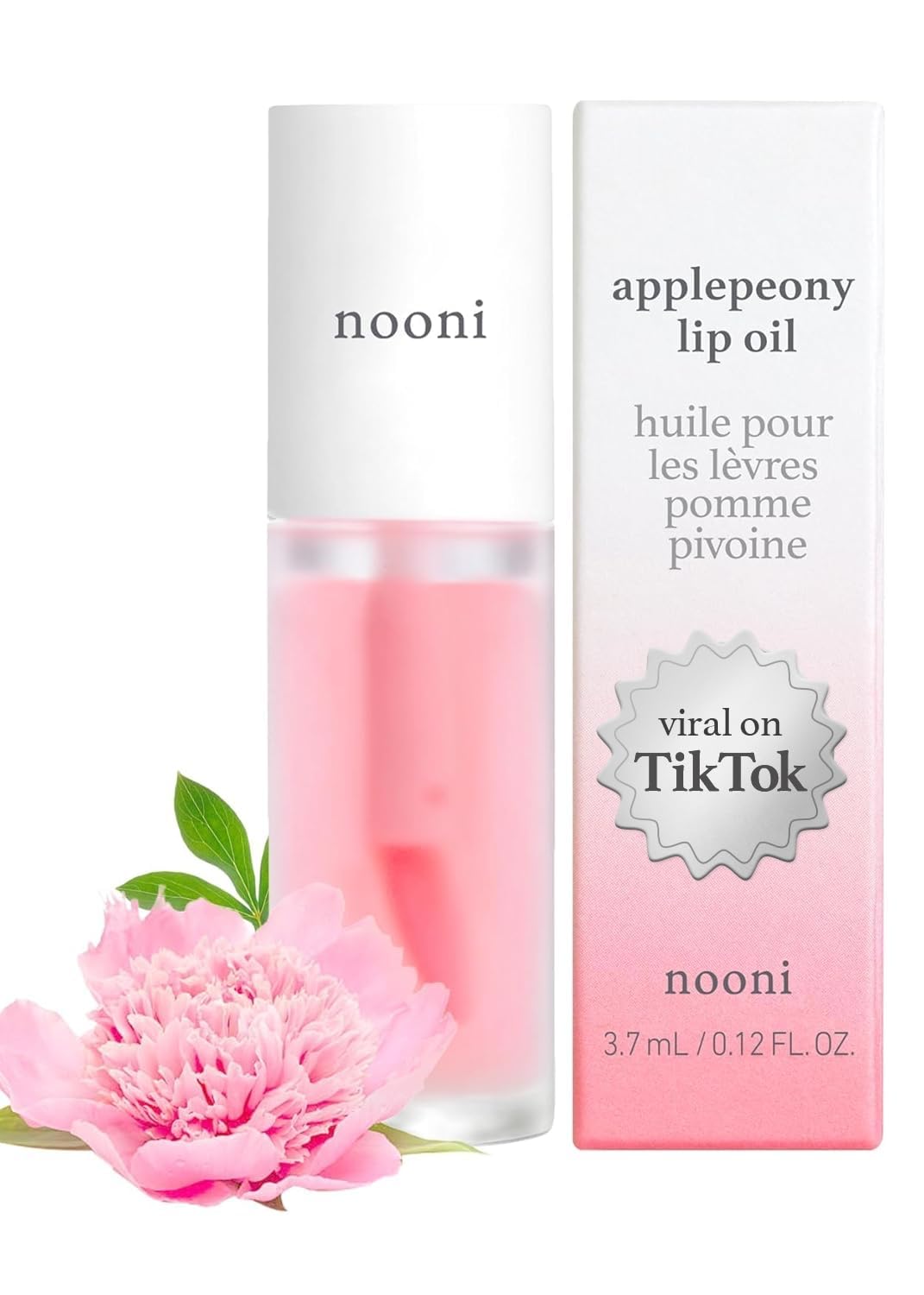 NOONI Korean Vegan Lip Oil & Lip Butter Balm Set - Applepeony & Applewine Flavors, 0.12 Fl. Oz, Hydrating Lip Care for Dry Lips | Perfect for Daily Moisture, Night Treatment & Makeup Prep