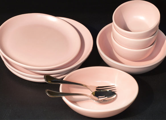 12-Piece Matte Pink Dinnerware Set - Elegant Tableware for Everyday Dining, Dinner Parties & Special Occasions