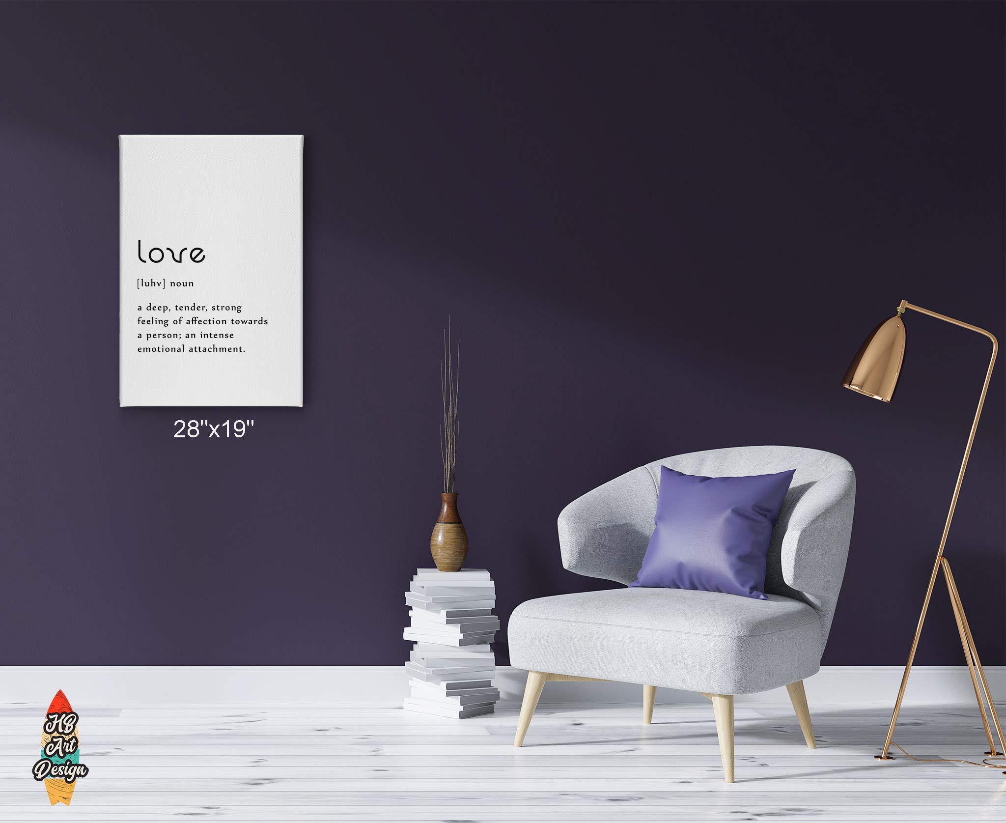HB Art Design Love Definition Canvas Print - Funny Quote Wall Art for Office, Farmhouse, Bathroom, Kitchen, Bedroom & Living Room Decor - Ready to Hang 36x24 - Perfect Gift for Couples & Home Decor Enthusiasts
