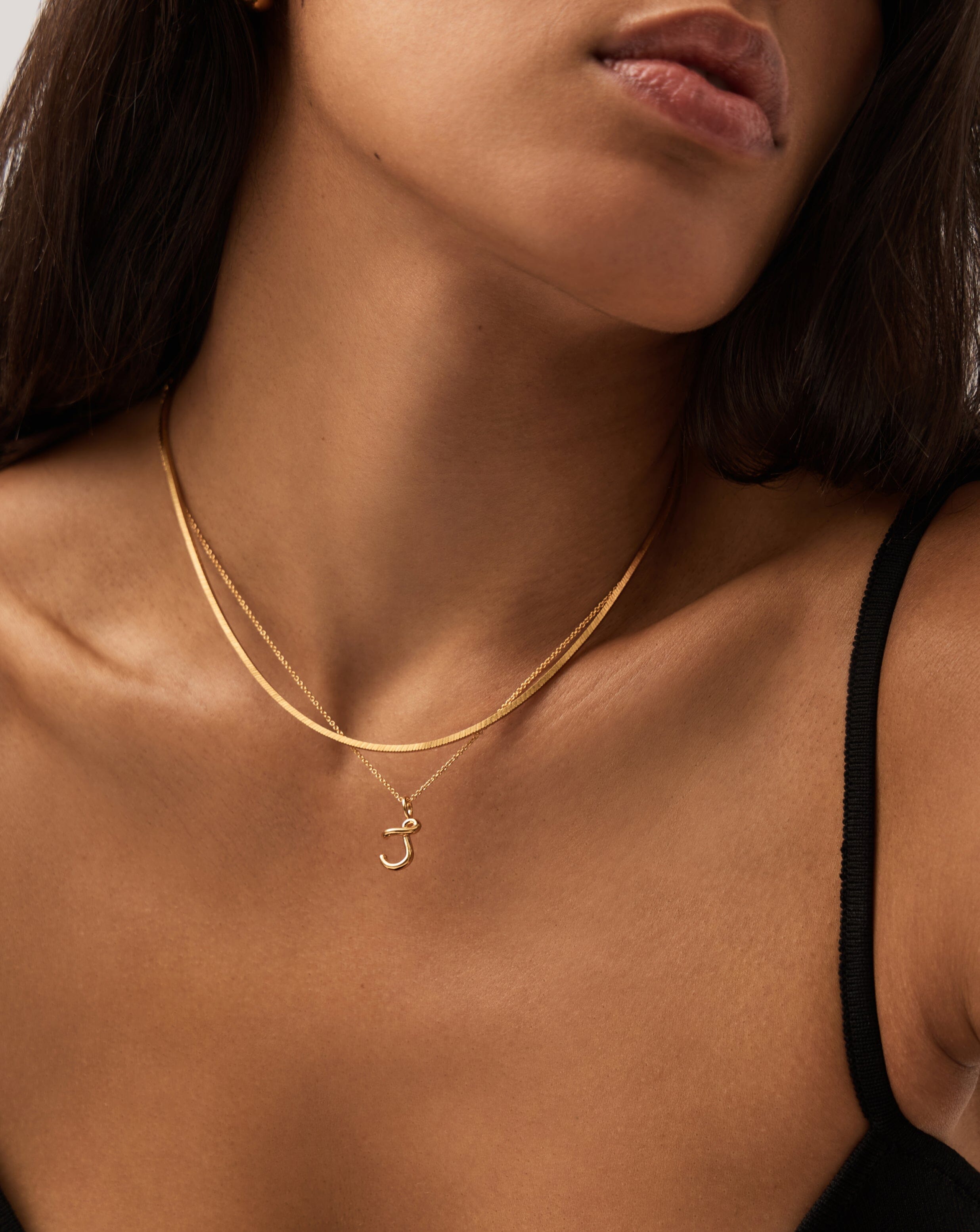 Curly Molten Mini Initial Necklace - Personalized Letter J Pendant in 18k Gold Vermeil - Perfect for Birthdays, Anniversaries & Everyday Layering Jewelry